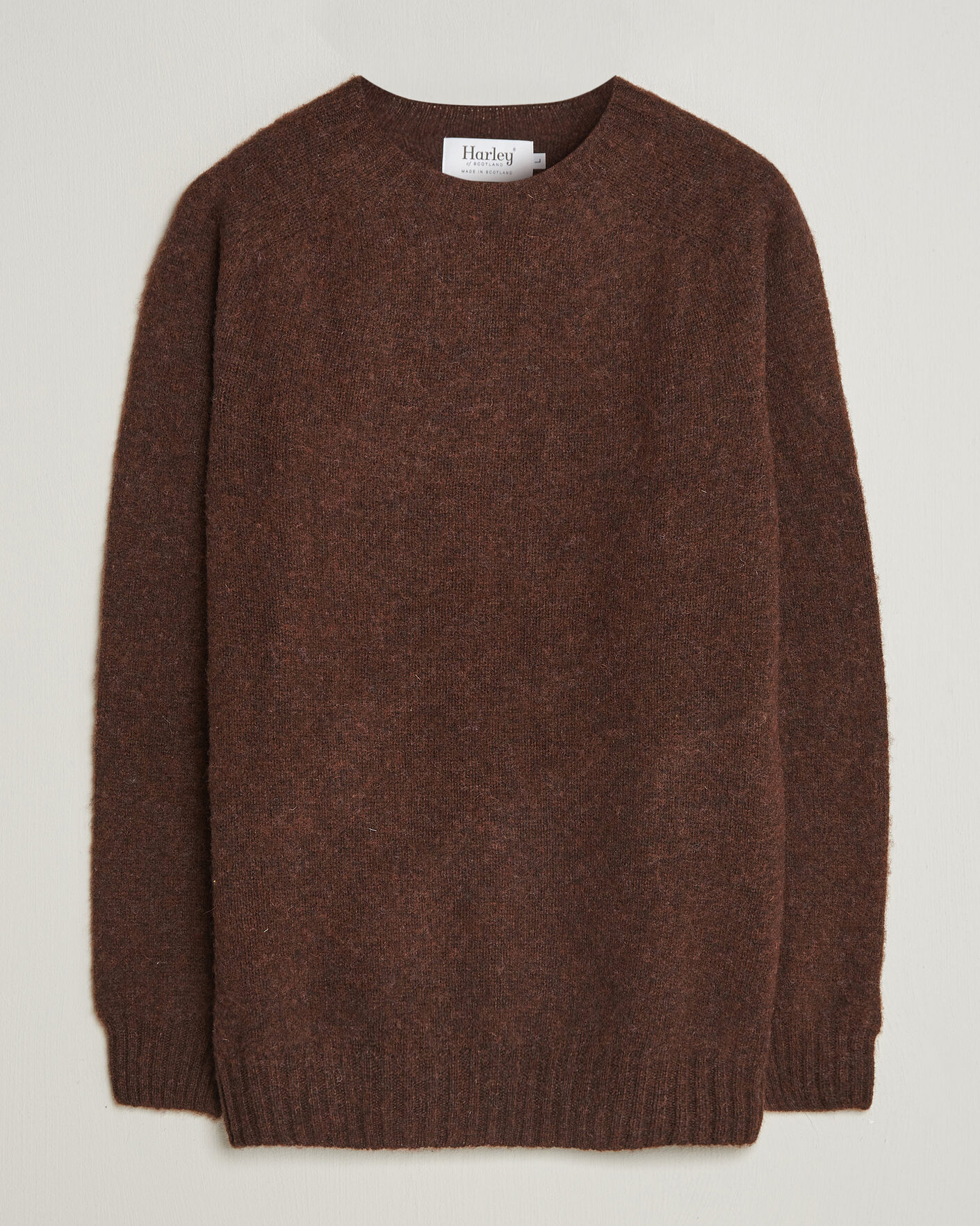 Mies | Puserot | Harley Of Scotland | Brushed Supersoft Lambswool Crewneck Marron