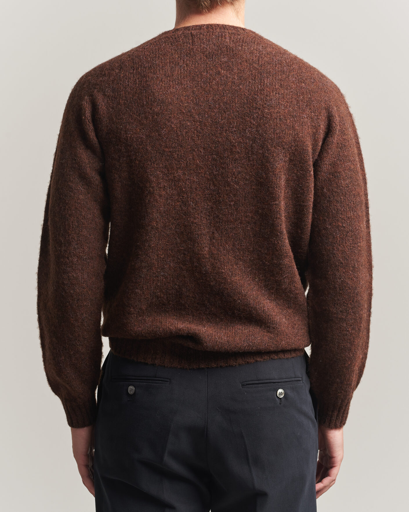 Mies | Puserot | Harley Of Scotland | Brushed Supersoft Lambswool Crewneck Marron