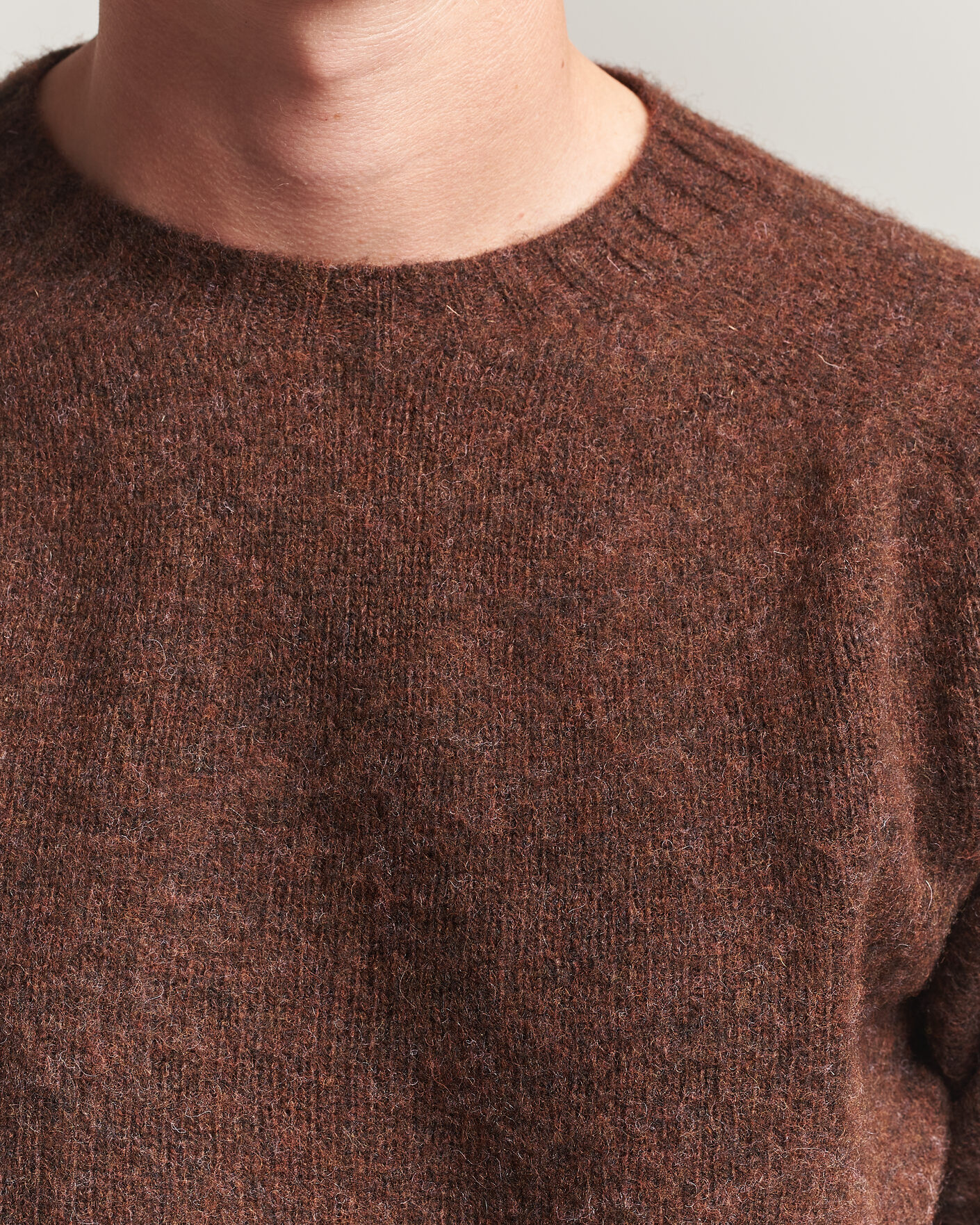 Mies | Puserot | Harley Of Scotland | Brushed Supersoft Lambswool Crewneck Marron