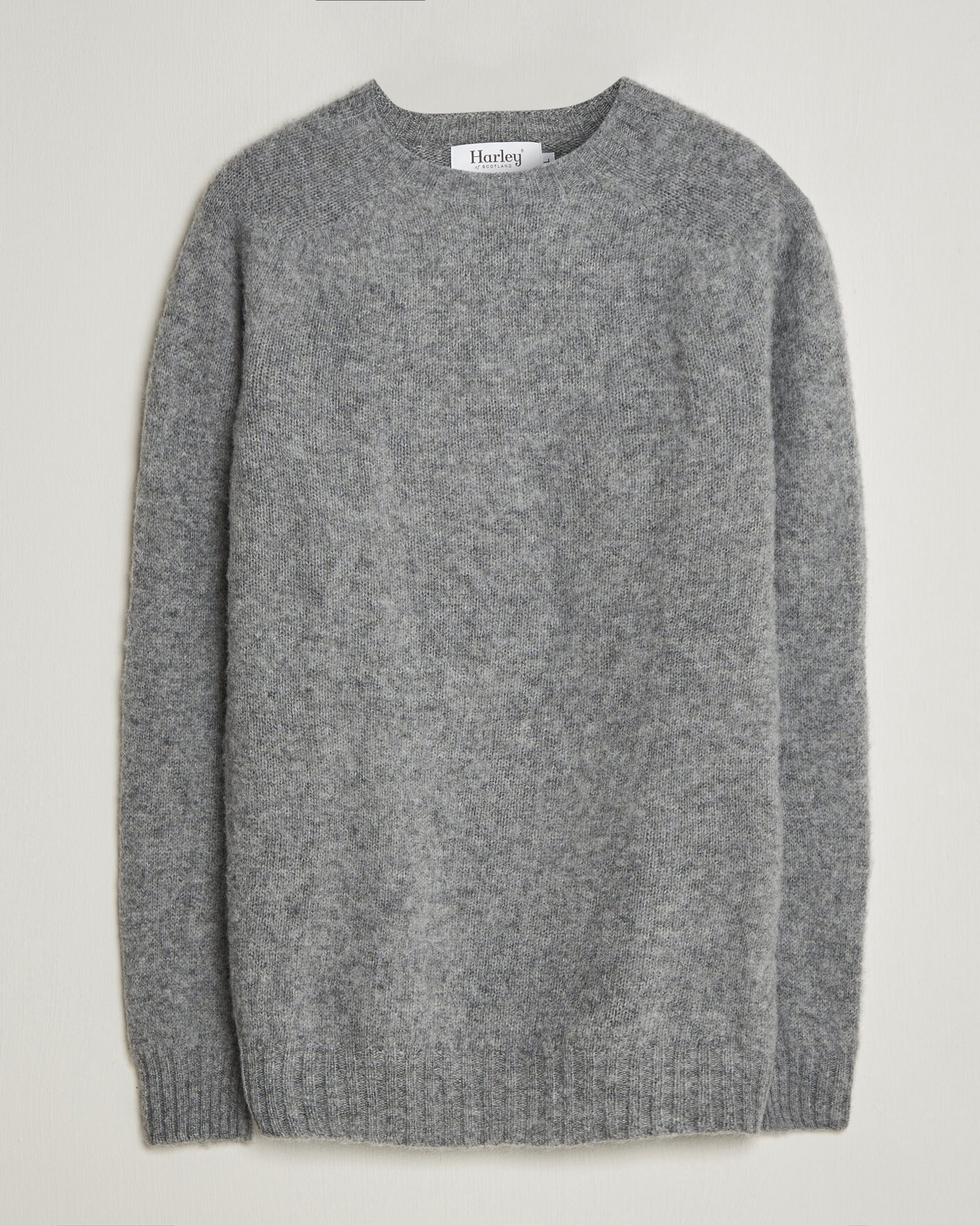 Mies | Puserot | Harley Of Scotland | Brushed Supersoft Lambswool Crewneck Mid Grey