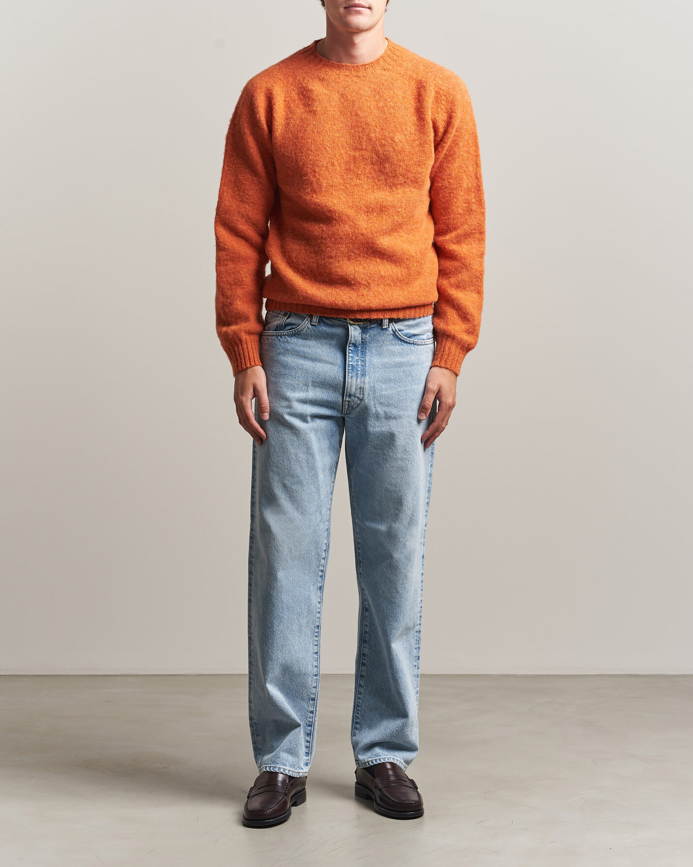 Mies | Puserot | Harley Of Scotland | Brushed Supersoft Lambswool Crewneck Satsuma