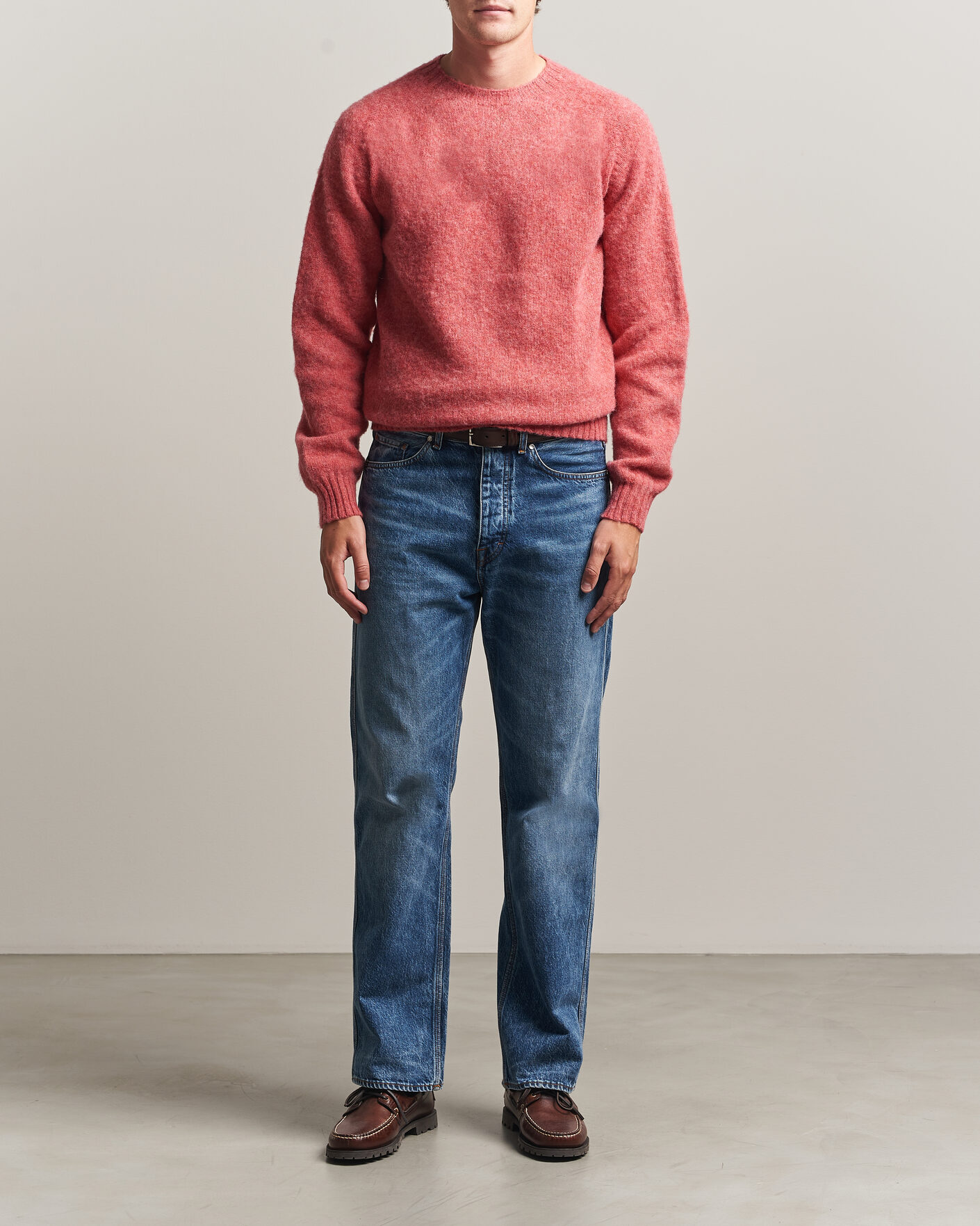Mies | Puserot | Harley Of Scotland | Brushed Supersoft Lambswool Crewneck Tea Rose