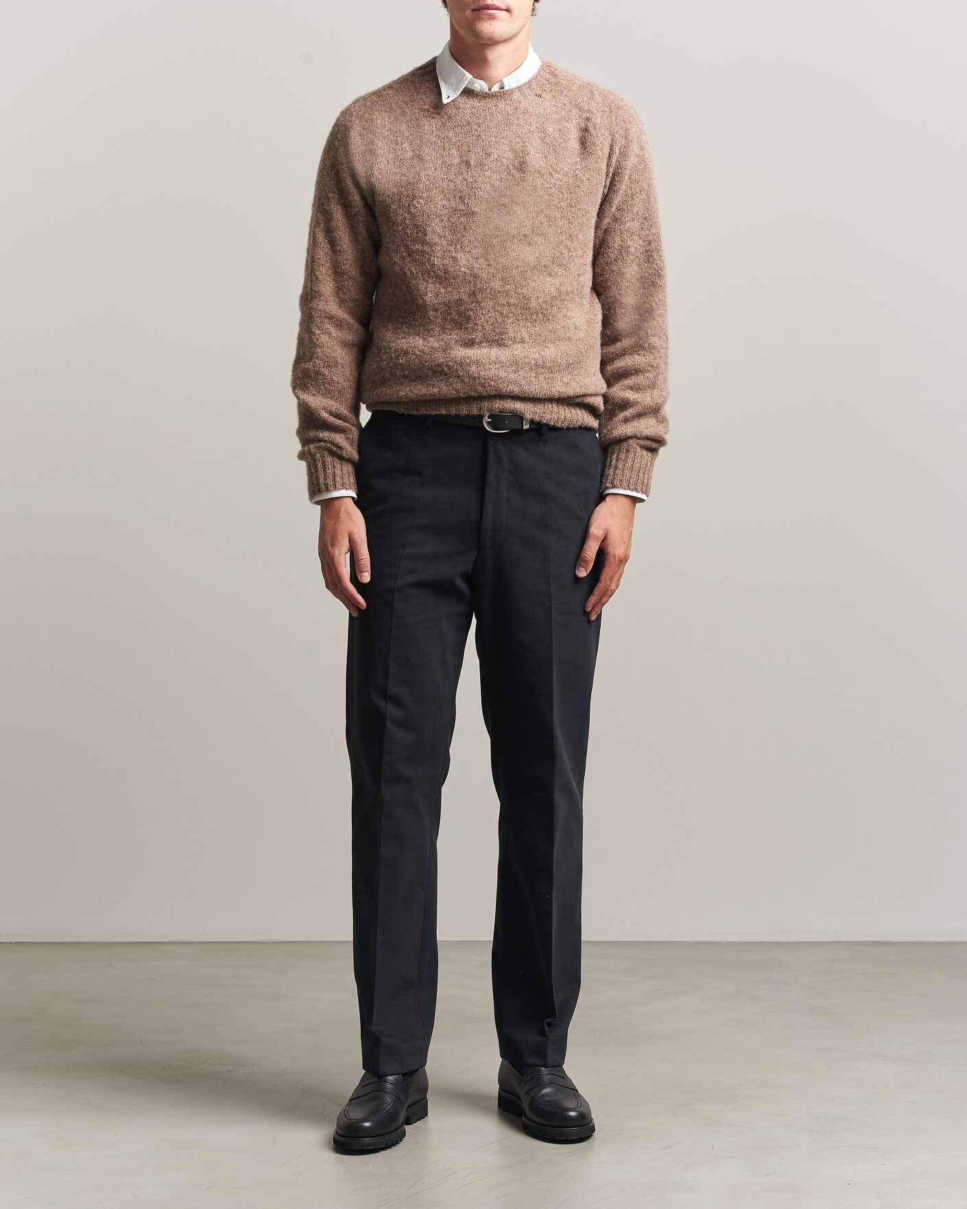 Mies | Puserot | Harley Of Scotland | Brushed Supersoft Lambswool Crewneck Tundra