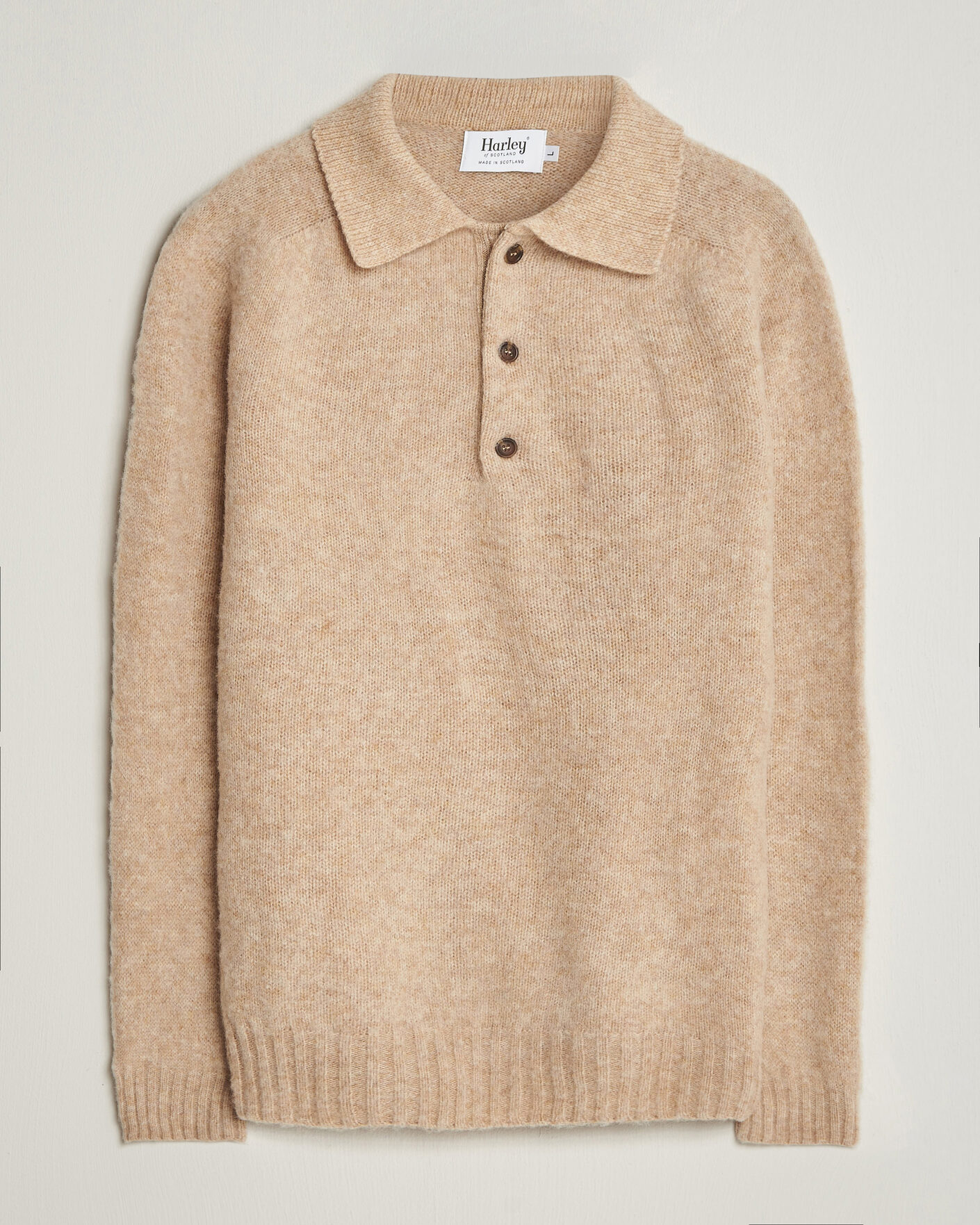 Mies | Puserot | Harley Of Scotland | Brushed Supersoft Lambswool Polo Calico