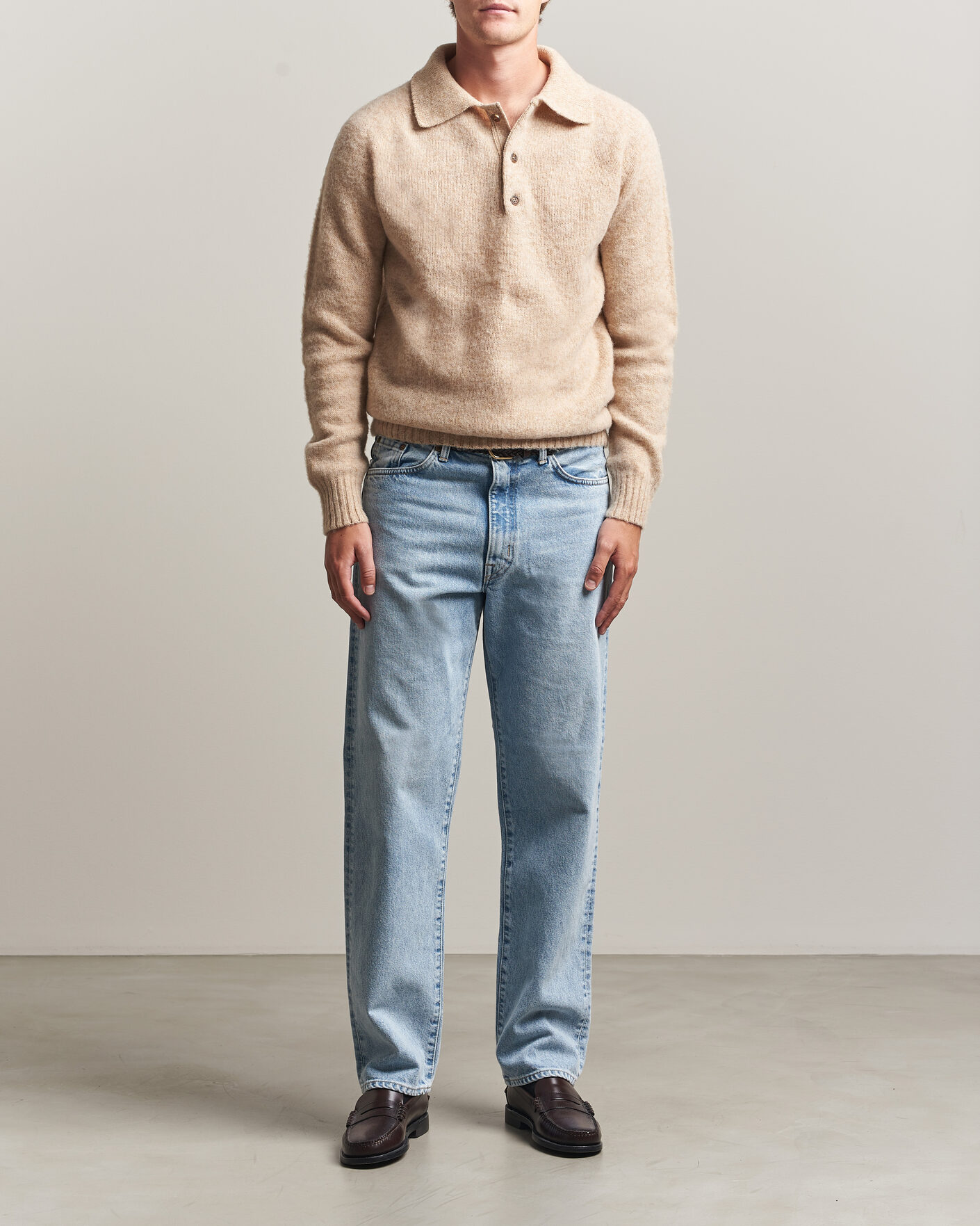 Mies | Puserot | Harley Of Scotland | Brushed Supersoft Lambswool Polo Calico