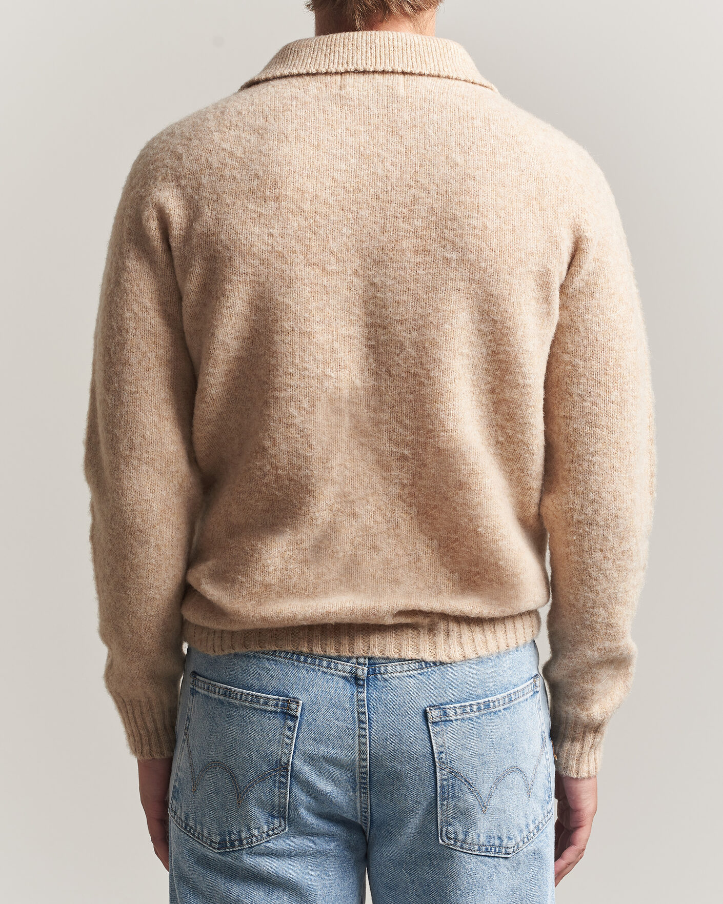 Mies | Puserot | Harley Of Scotland | Brushed Supersoft Lambswool Polo Calico
