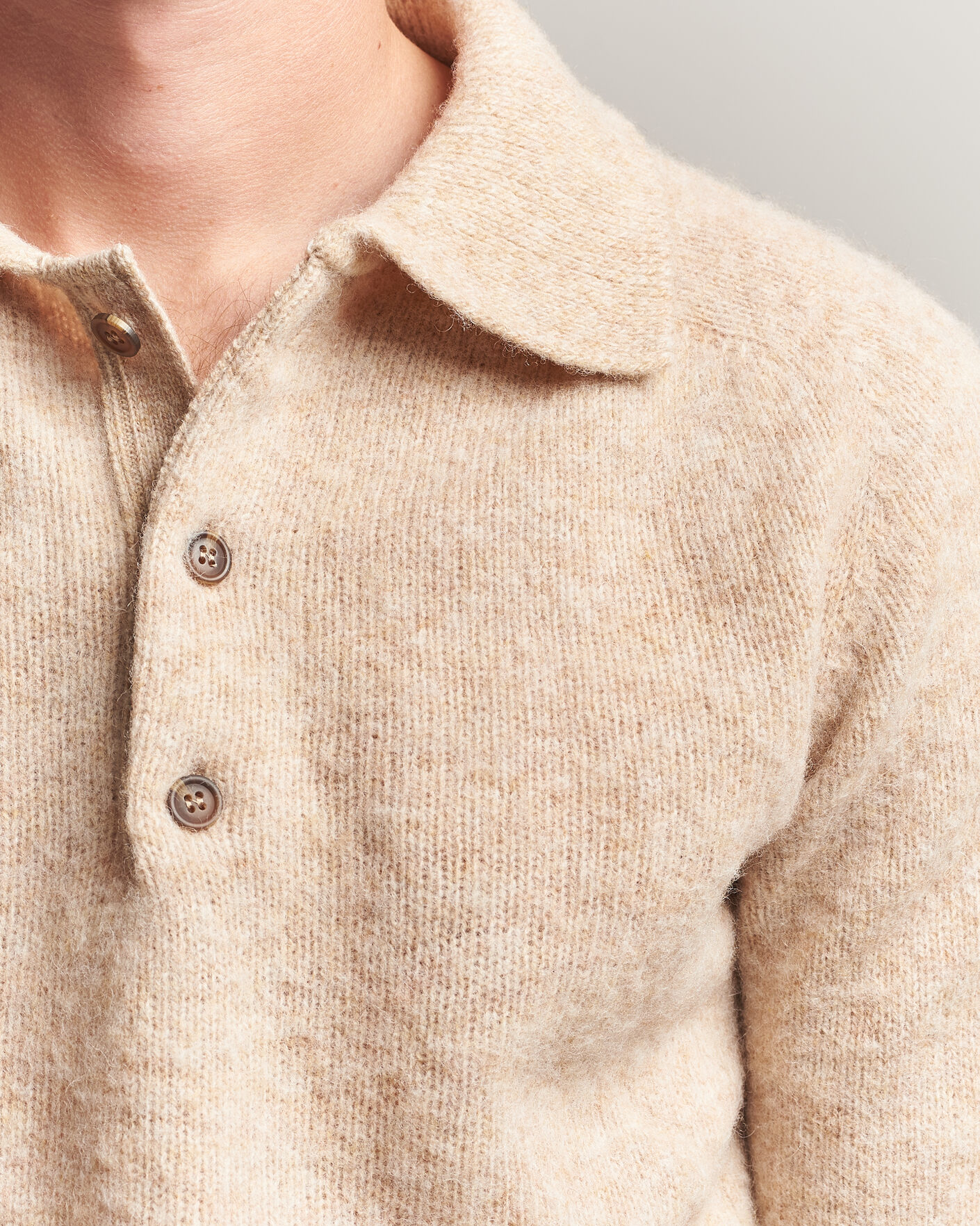 Mies | Puserot | Harley Of Scotland | Brushed Supersoft Lambswool Polo Calico