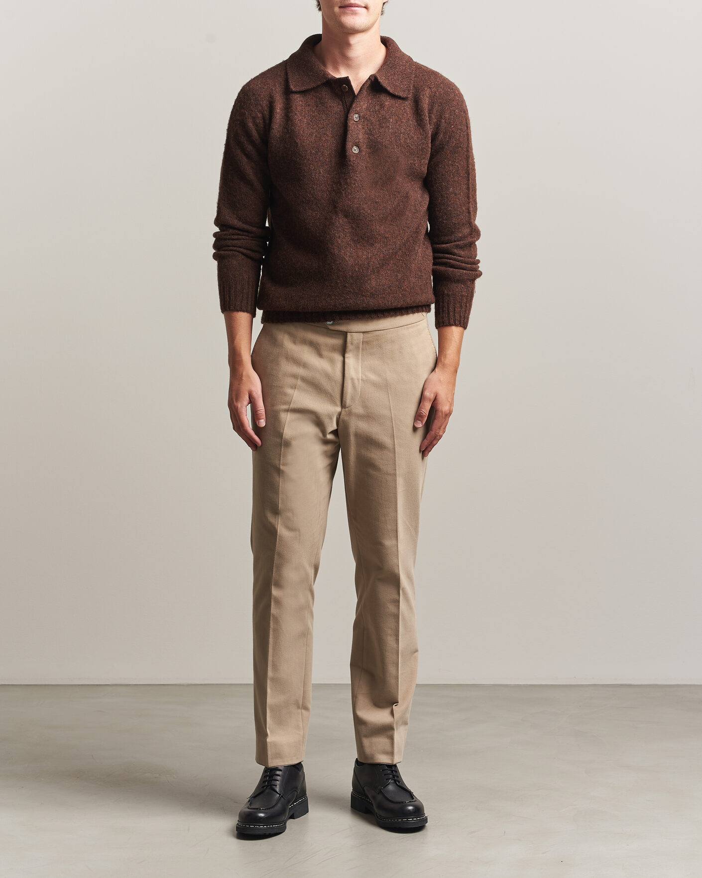 Mies | Puserot | Harley Of Scotland | Brushed Supersoft Lambswool Polo Marron