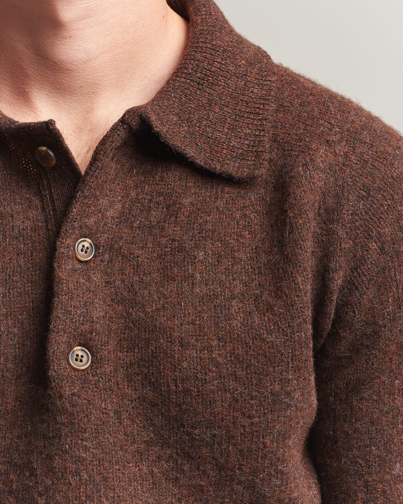 Mies | Puserot | Harley Of Scotland | Brushed Supersoft Lambswool Polo Marron