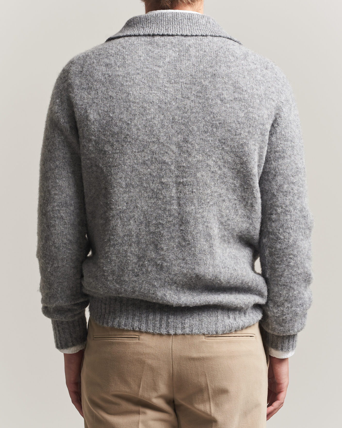 Mies | Puserot | Harley Of Scotland | Brushed Supersoft Lambswool Polo Mid Grey