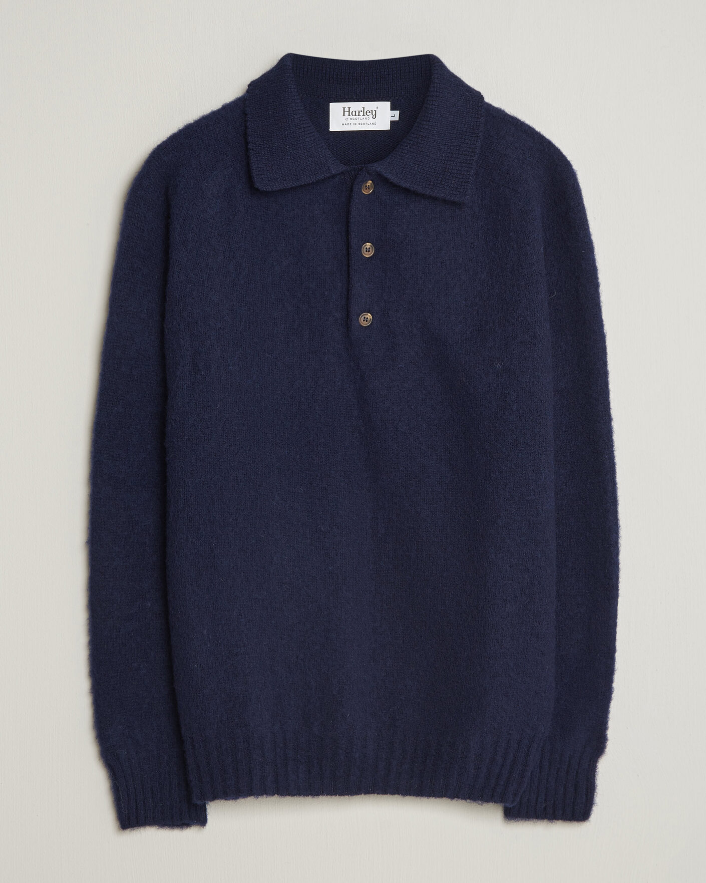 Mies | Puserot | Harley Of Scotland | Brushed Supersoft Lambswool Polo Navy