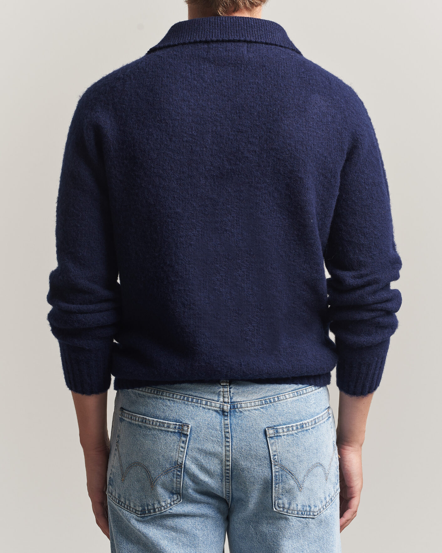 Mies | Puserot | Harley Of Scotland | Brushed Supersoft Lambswool Polo Navy
