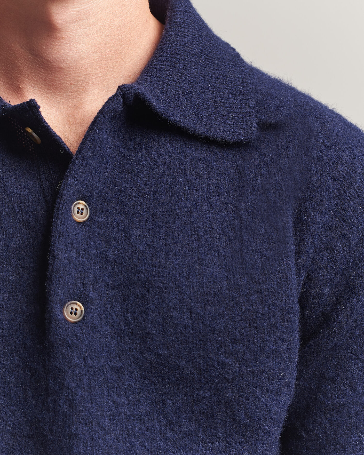 Mies | Puserot | Harley Of Scotland | Brushed Supersoft Lambswool Polo Navy