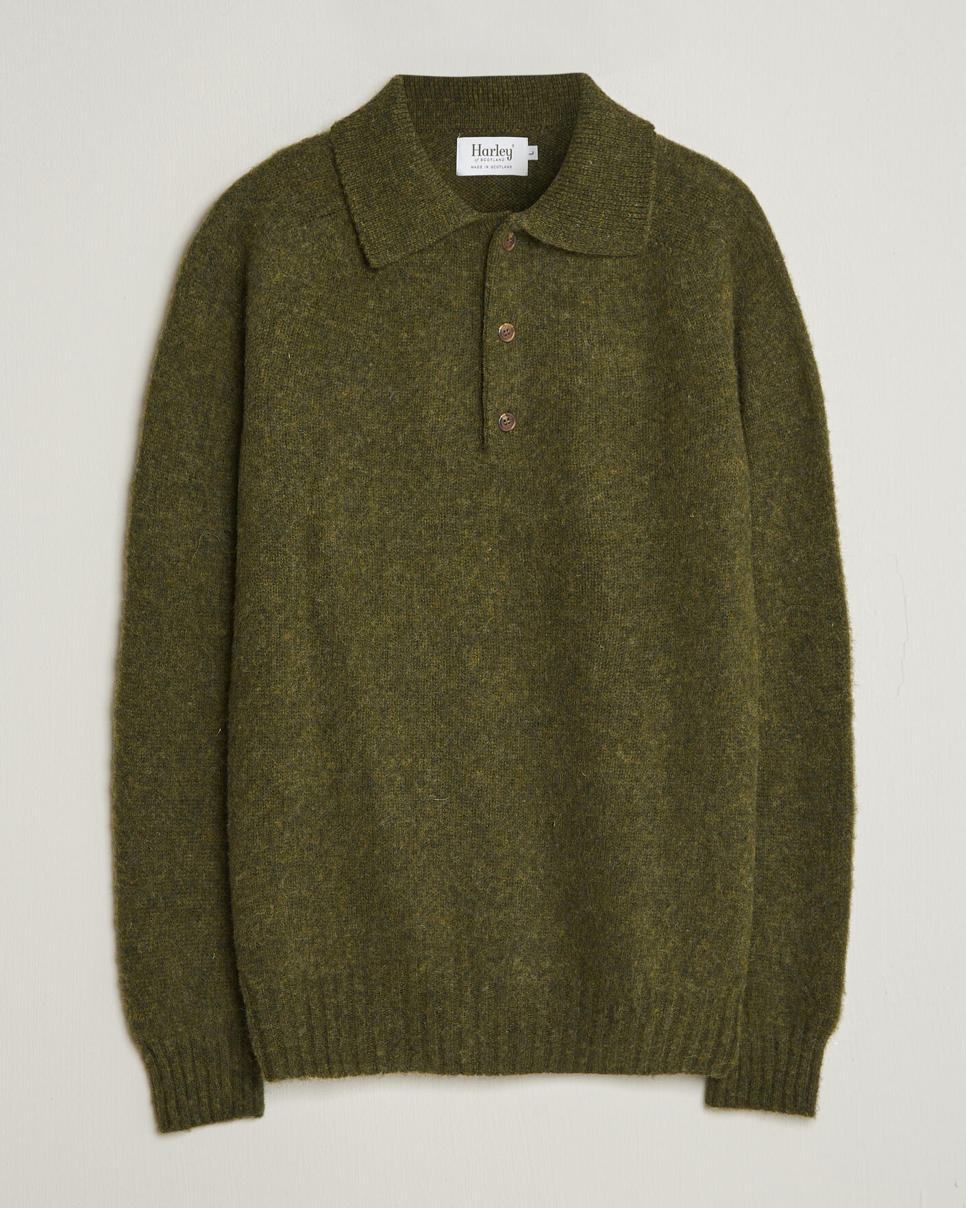 Mies | Puserot | Harley Of Scotland | Brushed Supersoft Lambswool Polo Scots Pine