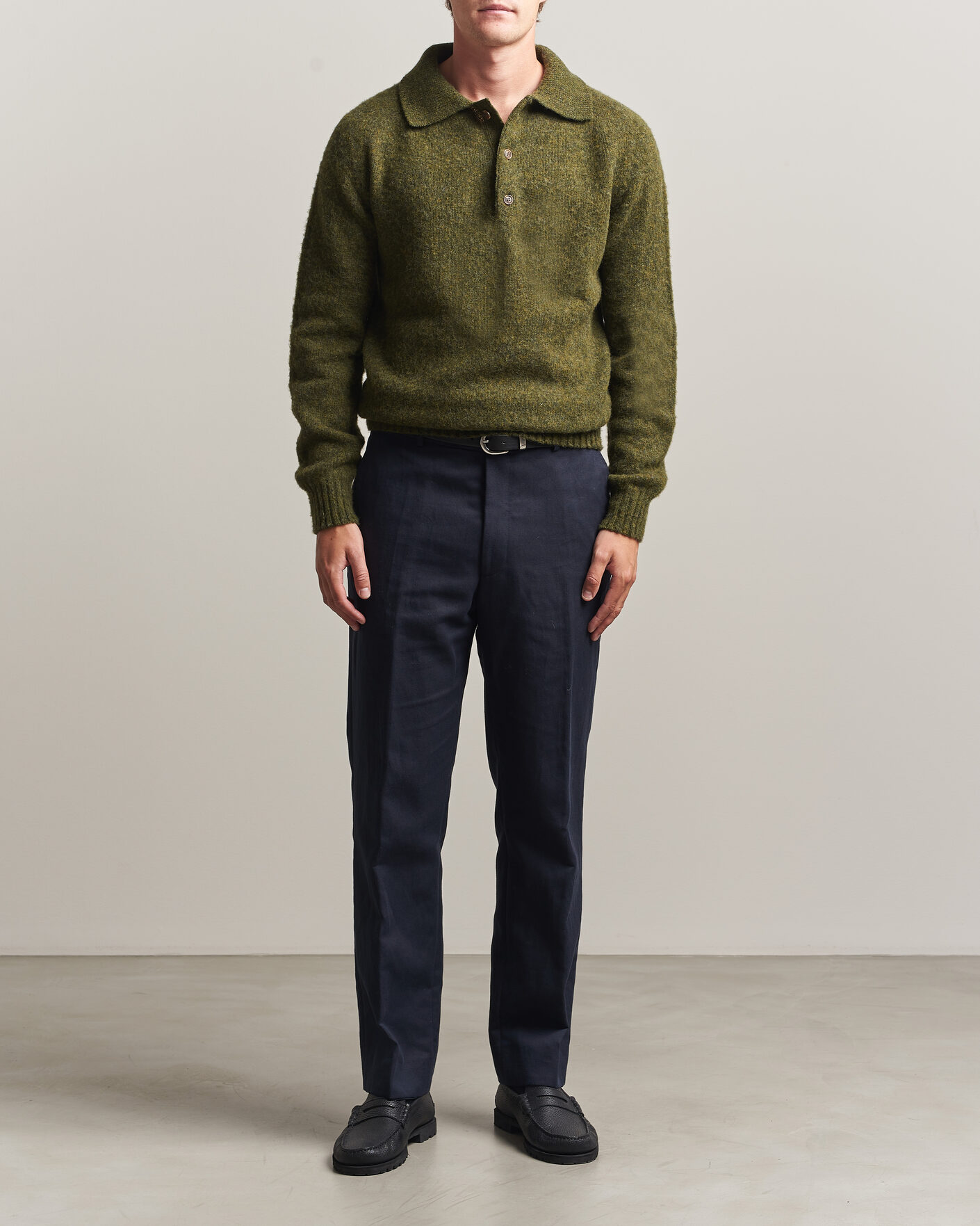 Mies | Puserot | Harley Of Scotland | Brushed Supersoft Lambswool Polo Scots Pine