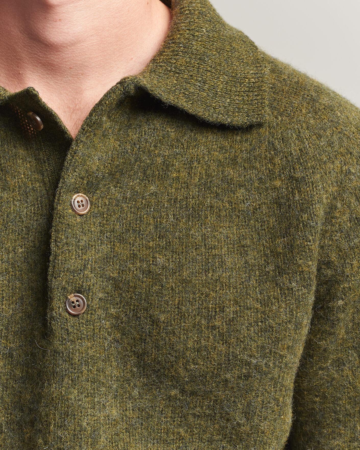 Mies | Puserot | Harley Of Scotland | Brushed Supersoft Lambswool Polo Scots Pine
