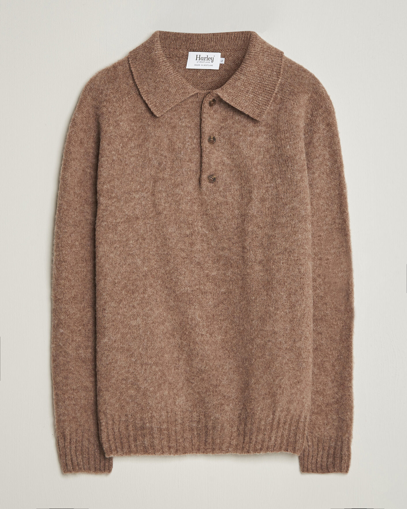 Mies | Puserot | Harley Of Scotland | Brushed Supersoft Lambswool Polo Tundra