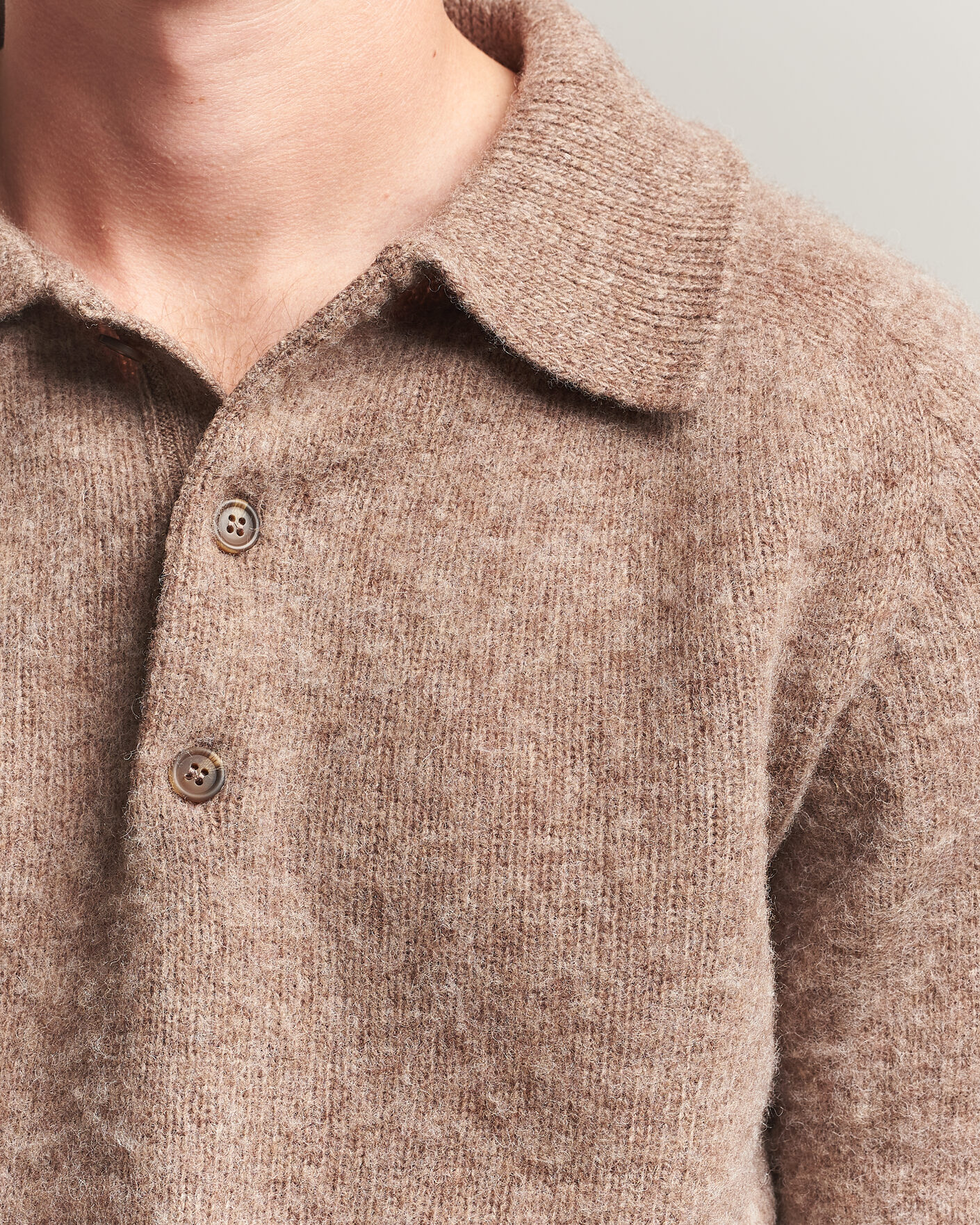 Mies | Puserot | Harley Of Scotland | Brushed Supersoft Lambswool Polo Tundra