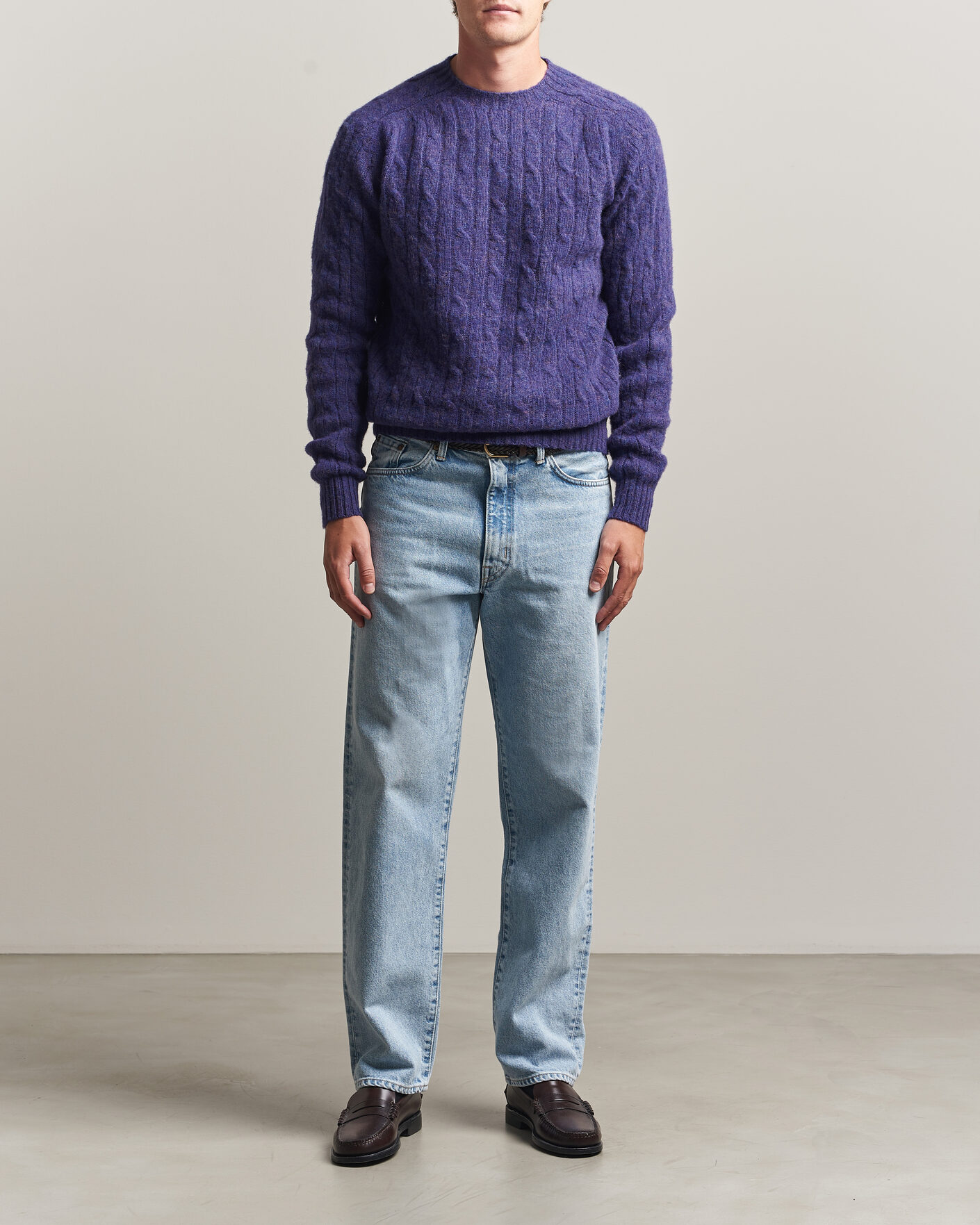 Mies | Puserot | Harley Of Scotland | Brushed Supersoft Lambswool Cable Iris