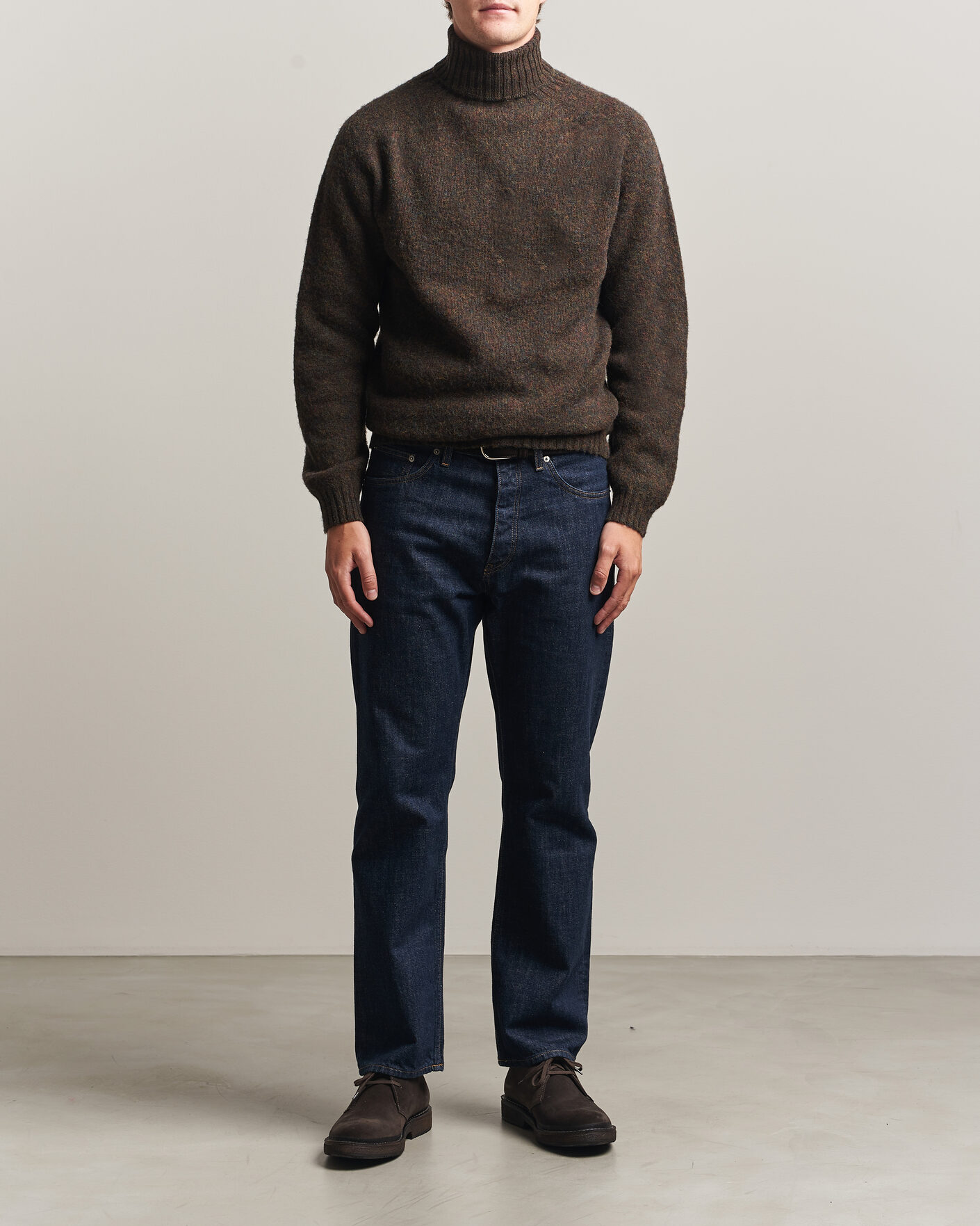 Mies | Puserot | Harley Of Scotland | Brushed Supersoft Lambswool Rollneck Carob