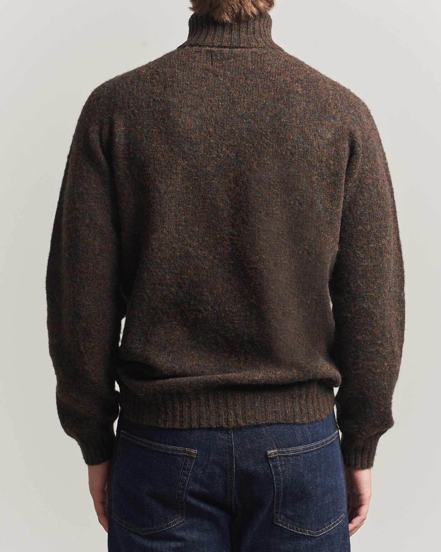 Mies | Puserot | Harley Of Scotland | Brushed Supersoft Lambswool Rollneck Carob