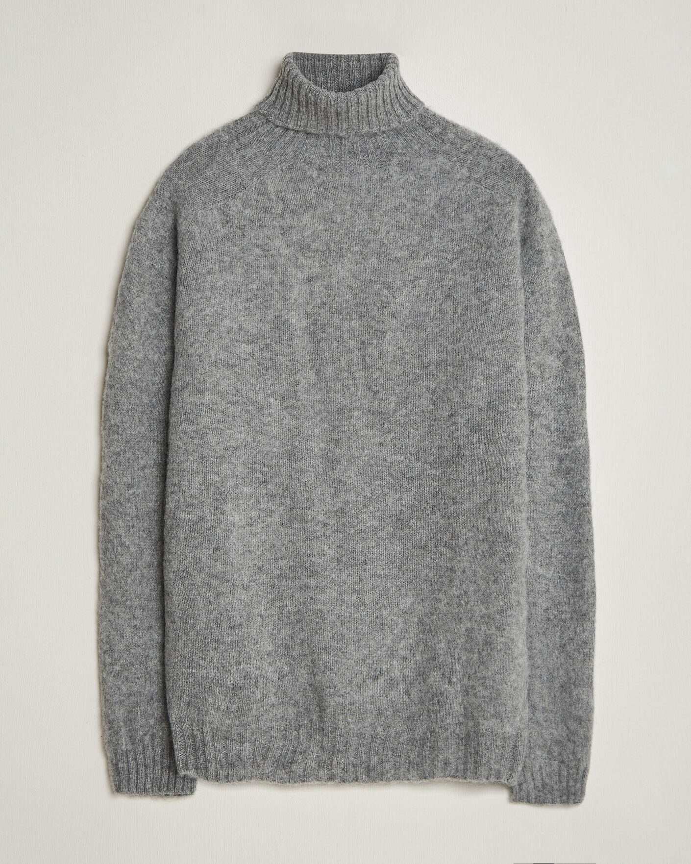 Mies | Puserot | Harley Of Scotland | Brushed Supersoft Lambswool Rollneck Mid Grey