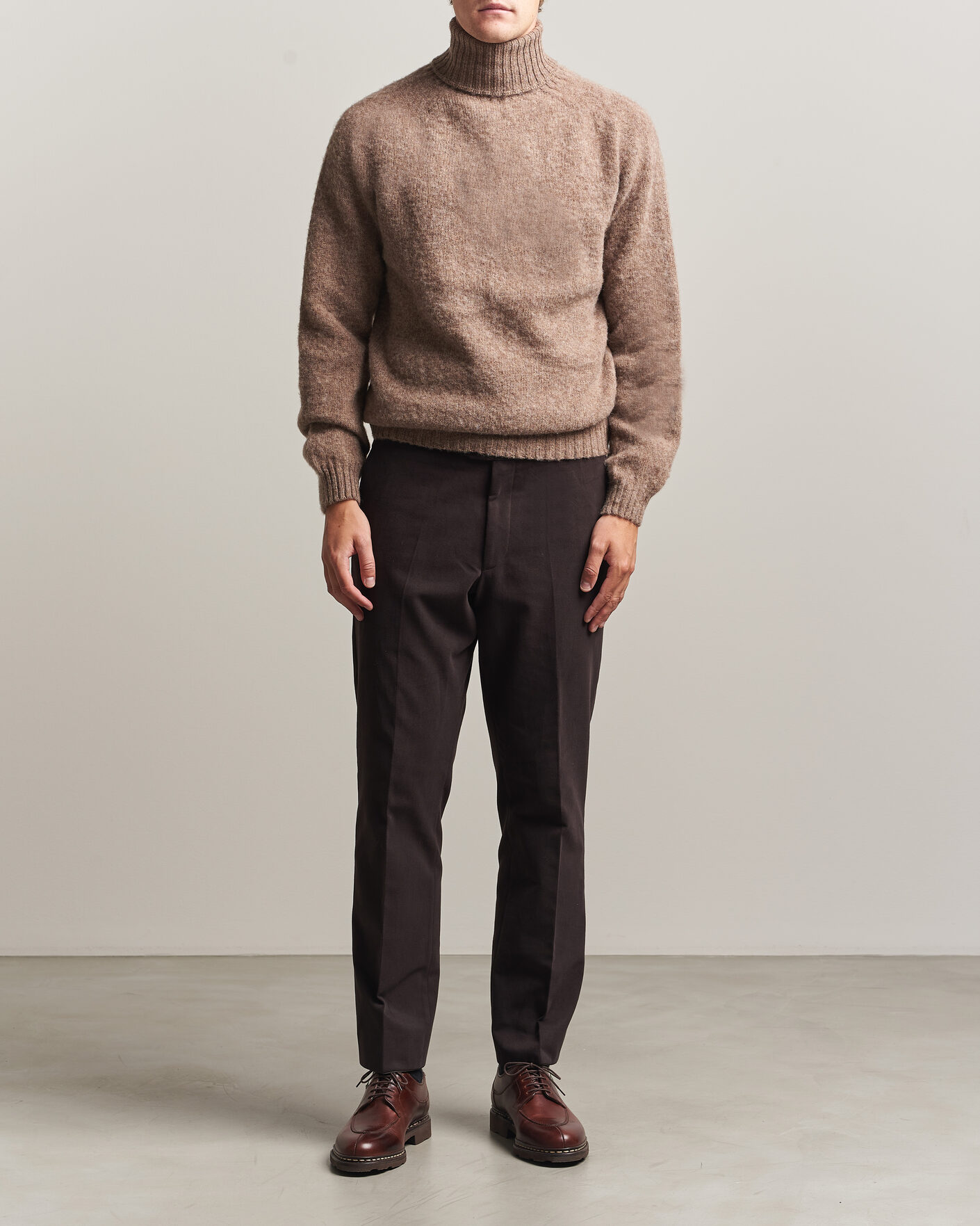 Mies | Puserot | Harley Of Scotland | Brushed Supersoft Lambswool Rollneck Tundra