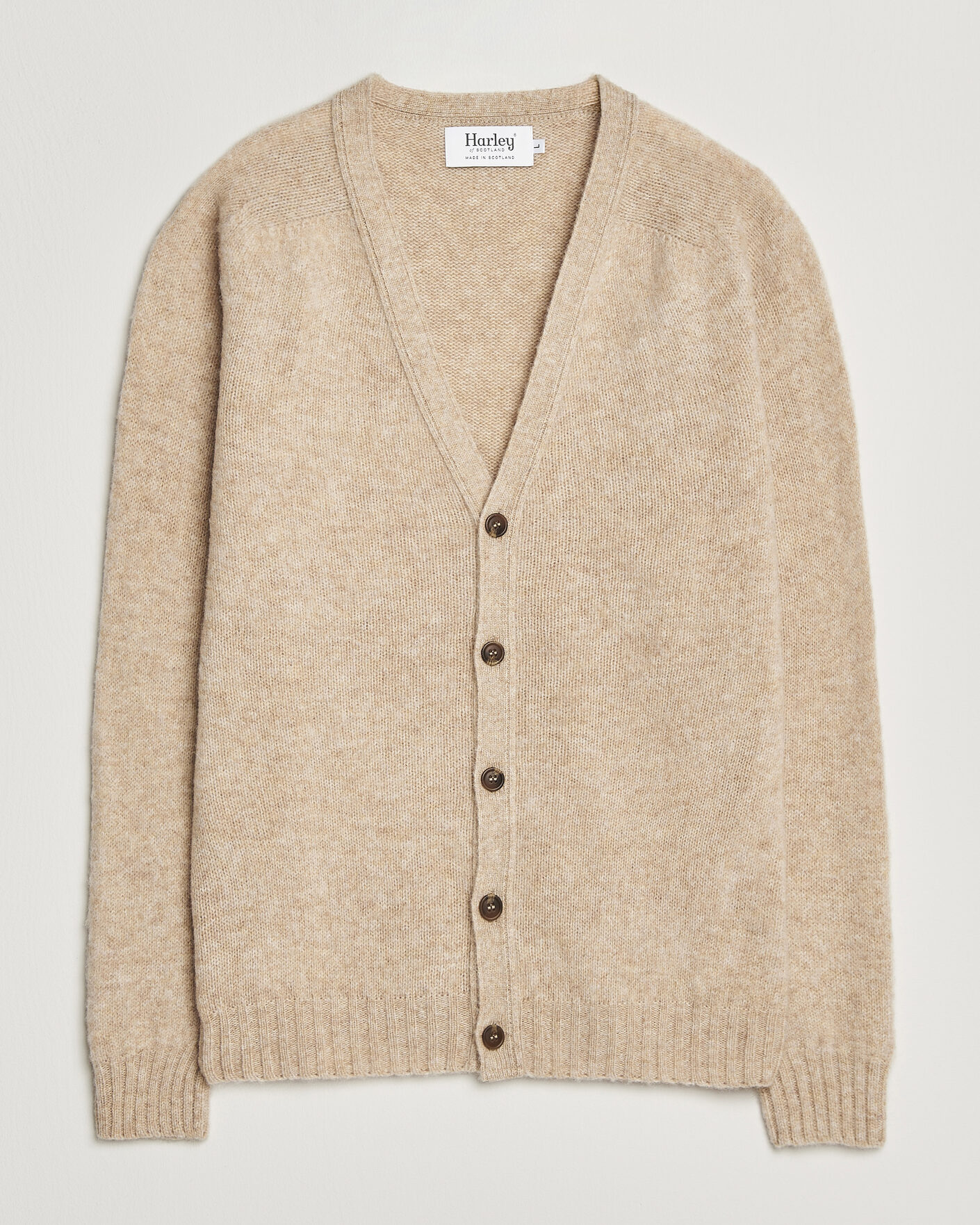 Mies | Puserot | Harley Of Scotland | Brushed Supersoft Lambswool Cardigan Calico