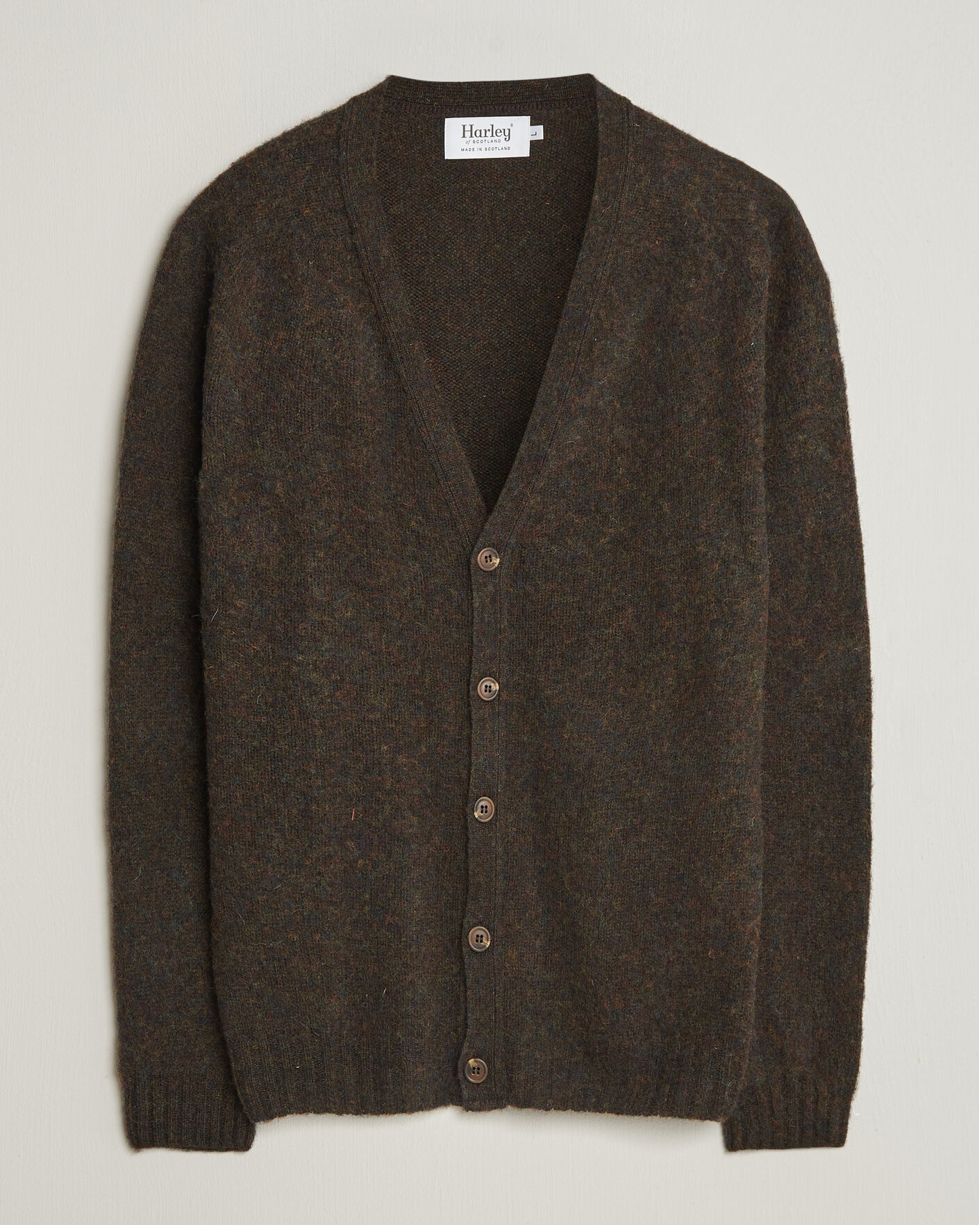 Mies | Puserot | Harley Of Scotland | Brushed Supersoft Lambswool Cardigan Carob