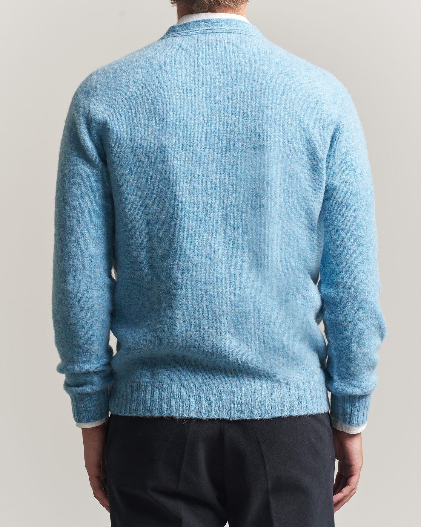 Mies | Puserot | Harley Of Scotland | Brushed Supersoft Lambswool Cardigan Loch Blue