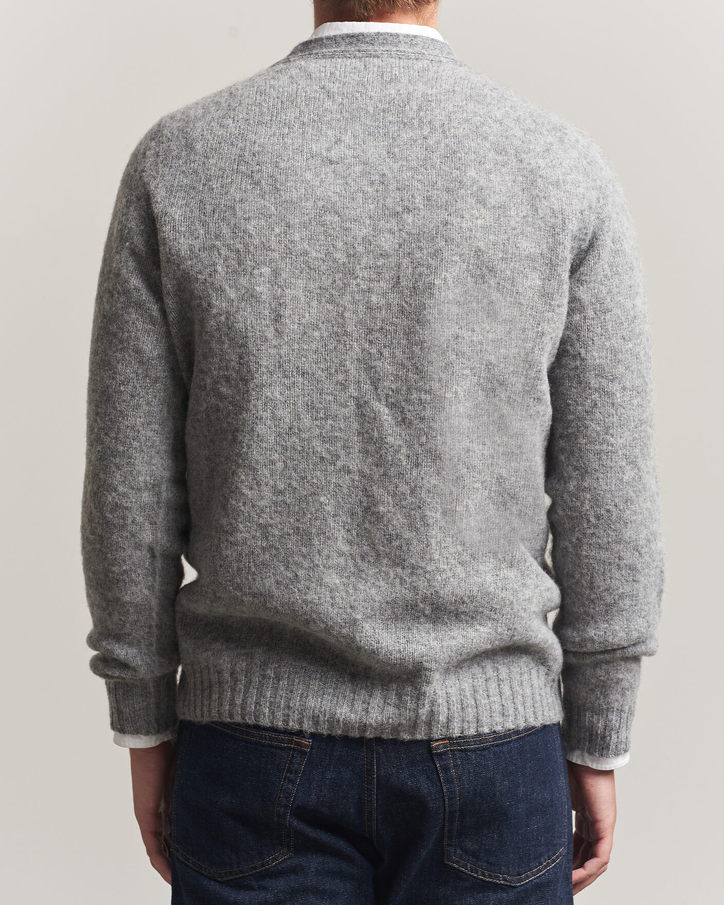 Mies | Puserot | Harley Of Scotland | Brushed Supersoft Lambswool Cardigan Mid Grey