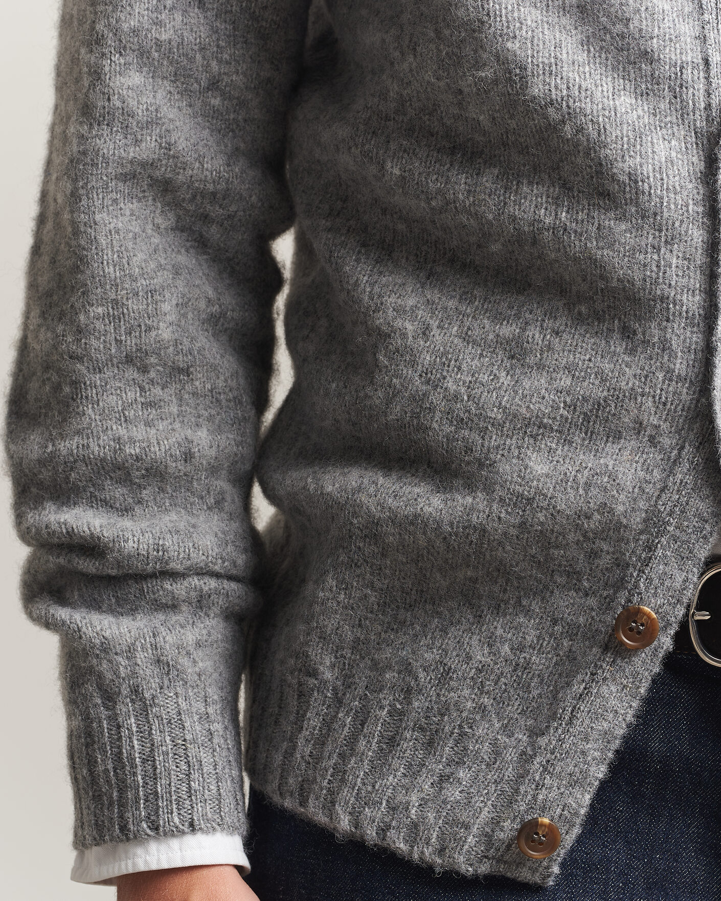 Mies | Puserot | Harley Of Scotland | Brushed Supersoft Lambswool Cardigan Mid Grey