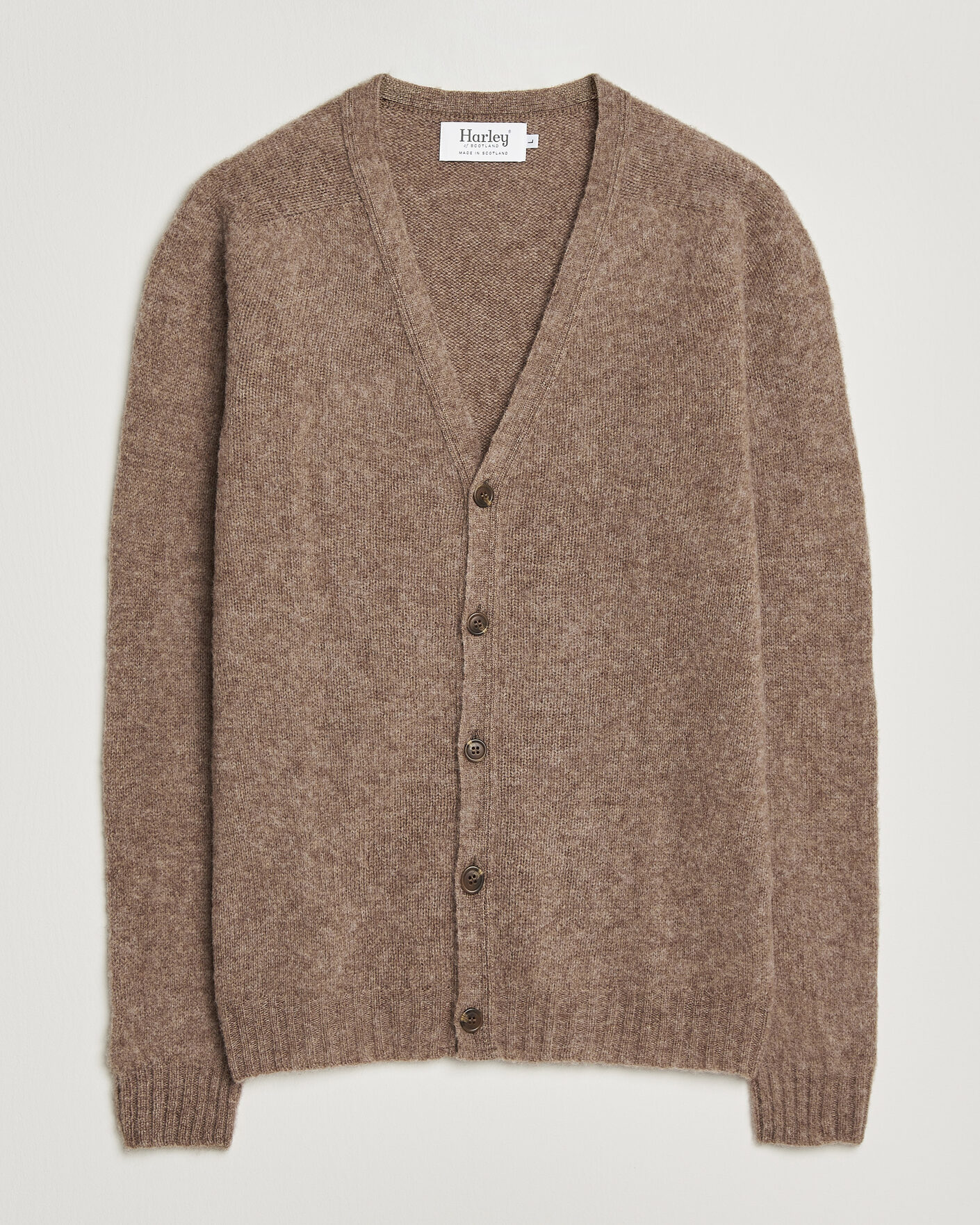 Mies | Puserot | Harley Of Scotland | Brushed Supersoft Lambswool Cardigan Tundra