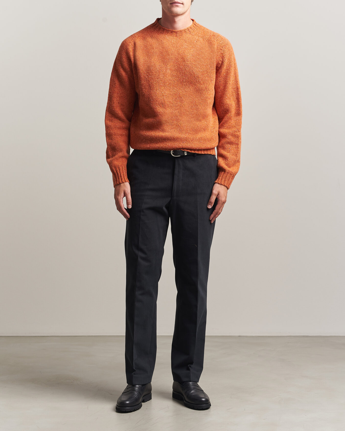 Mies | Business & Beyond | Harley Of Scotland | Donegal Wool Crewneck Orange