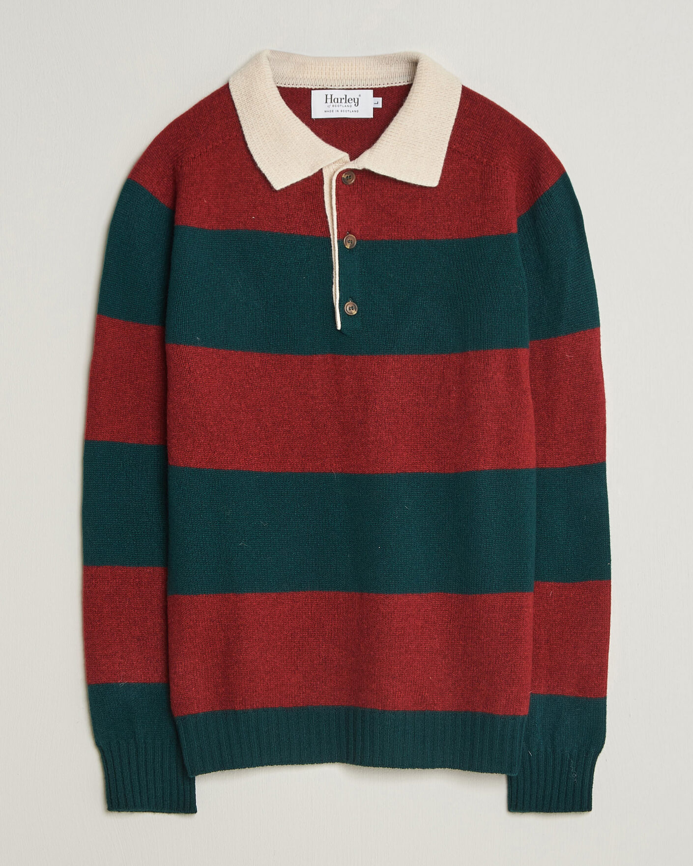 Mies | Puserot | Harley Of Scotland | Supersoft 2ply Lambswool Rugby Green/Red