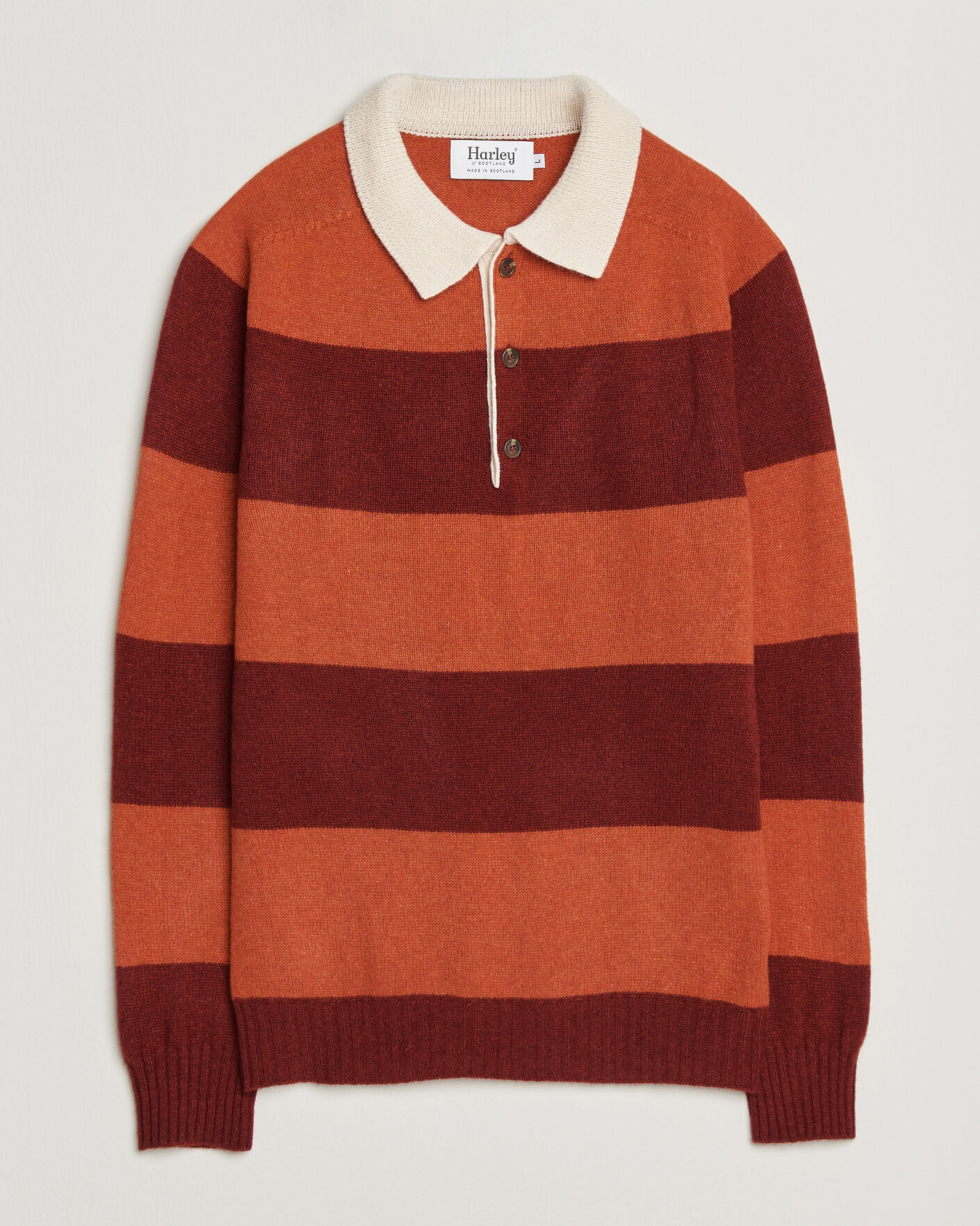 Mies | Puserot | Harley Of Scotland | Supersoft 2ply Lambswool Rugby Red/Orange