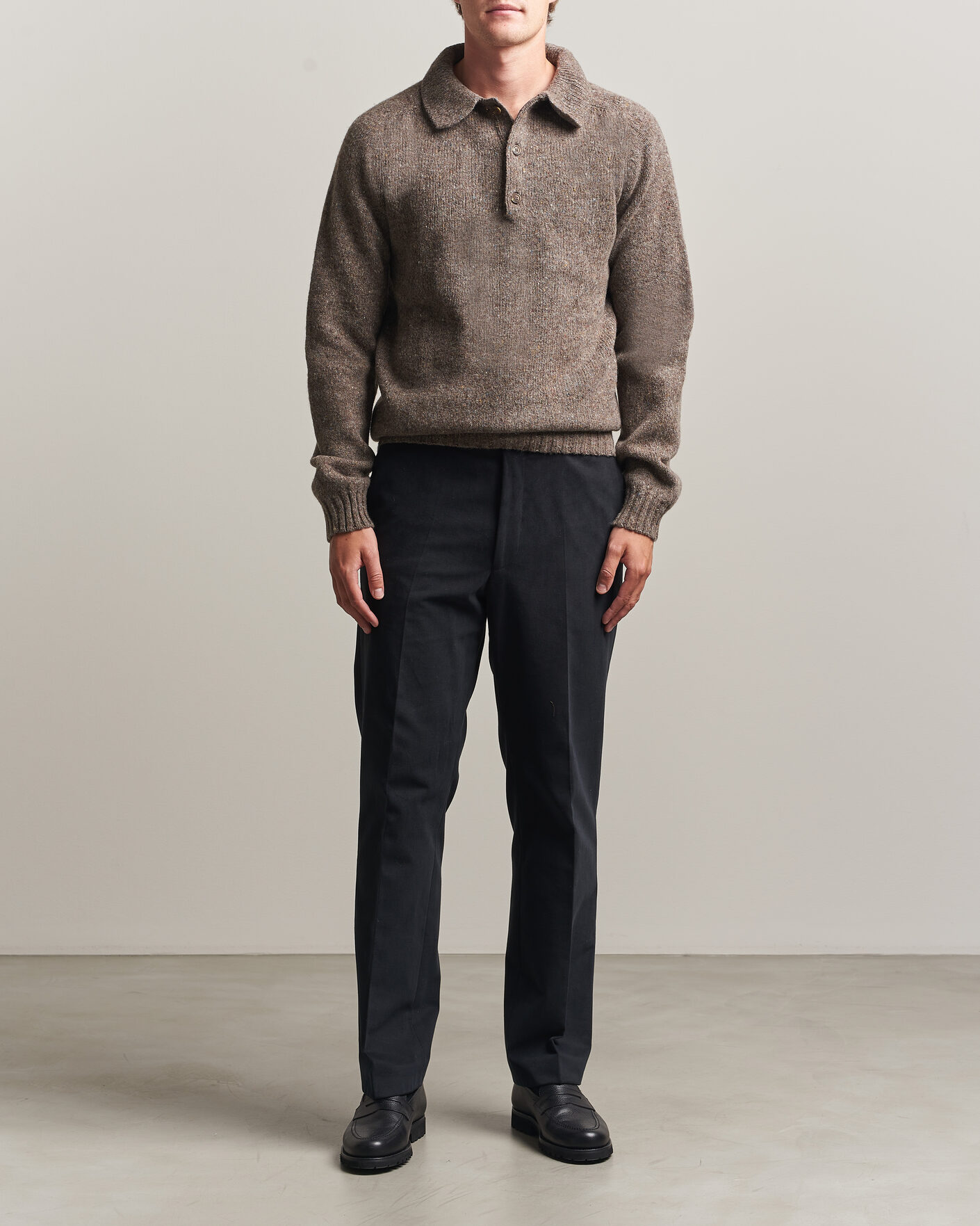 Mies | Puserot | Harley Of Scotland | Donegal Wool Polo Brown