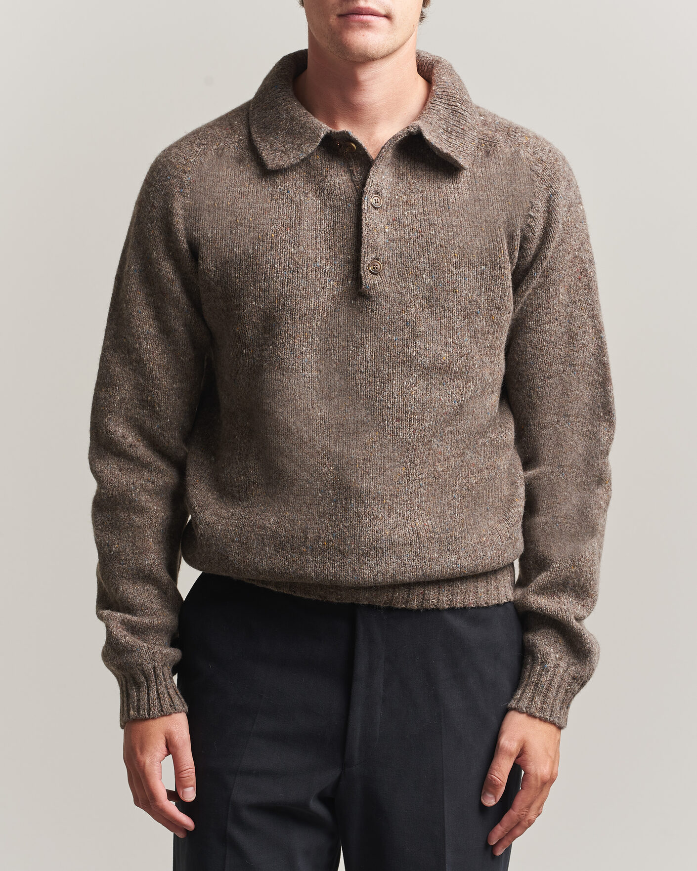Mies | Puserot | Harley Of Scotland | Donegal Wool Polo Brown