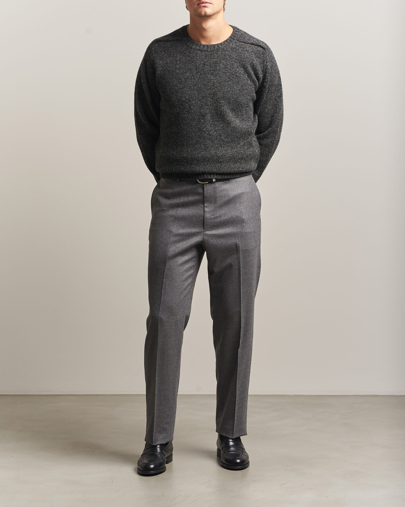 Mies | Housut | Kamakura Shirts | Saxony Wool Ivy Trousers Mid Gray