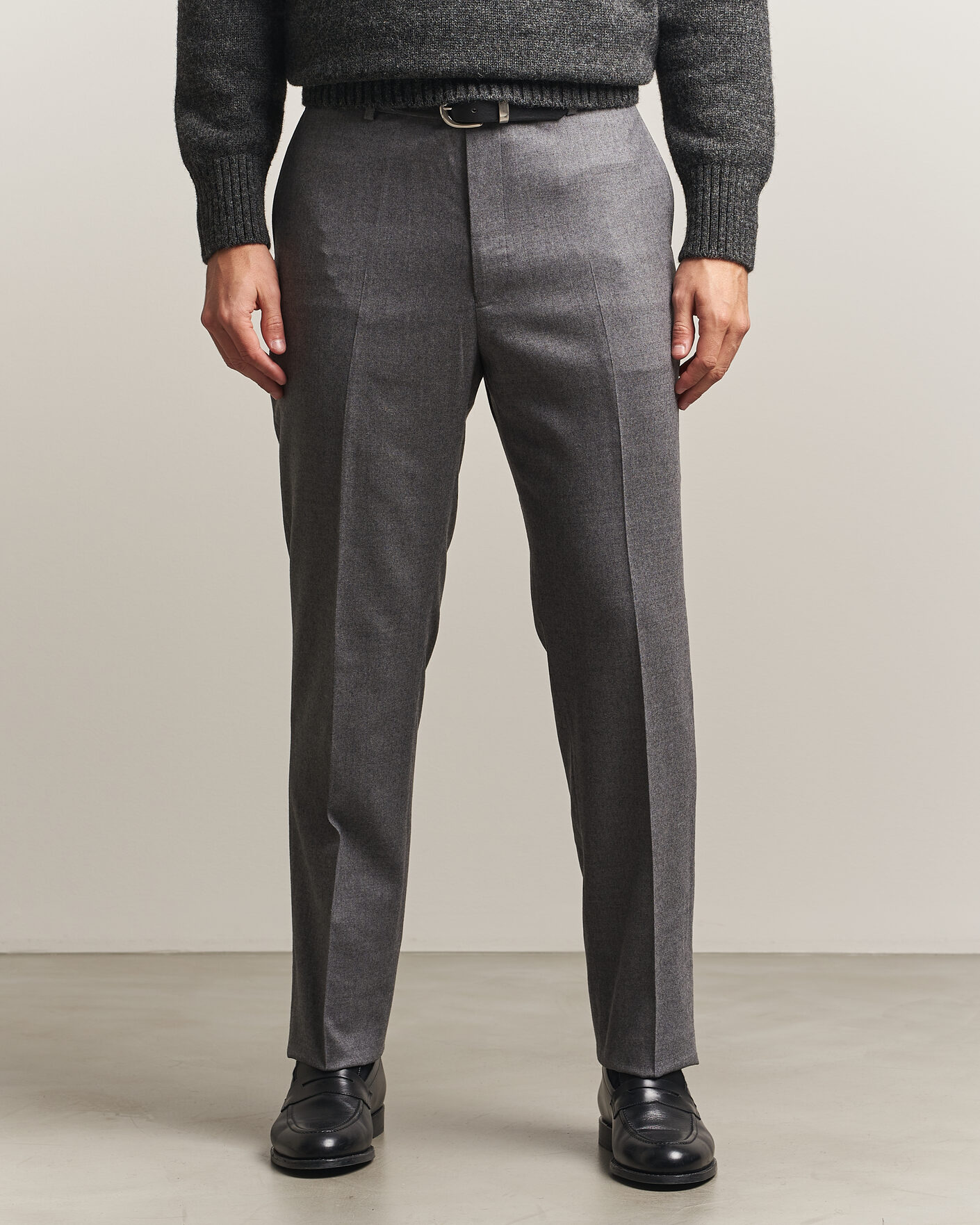Mies | Housut | Kamakura Shirts | Saxony Wool Ivy Trousers Mid Gray