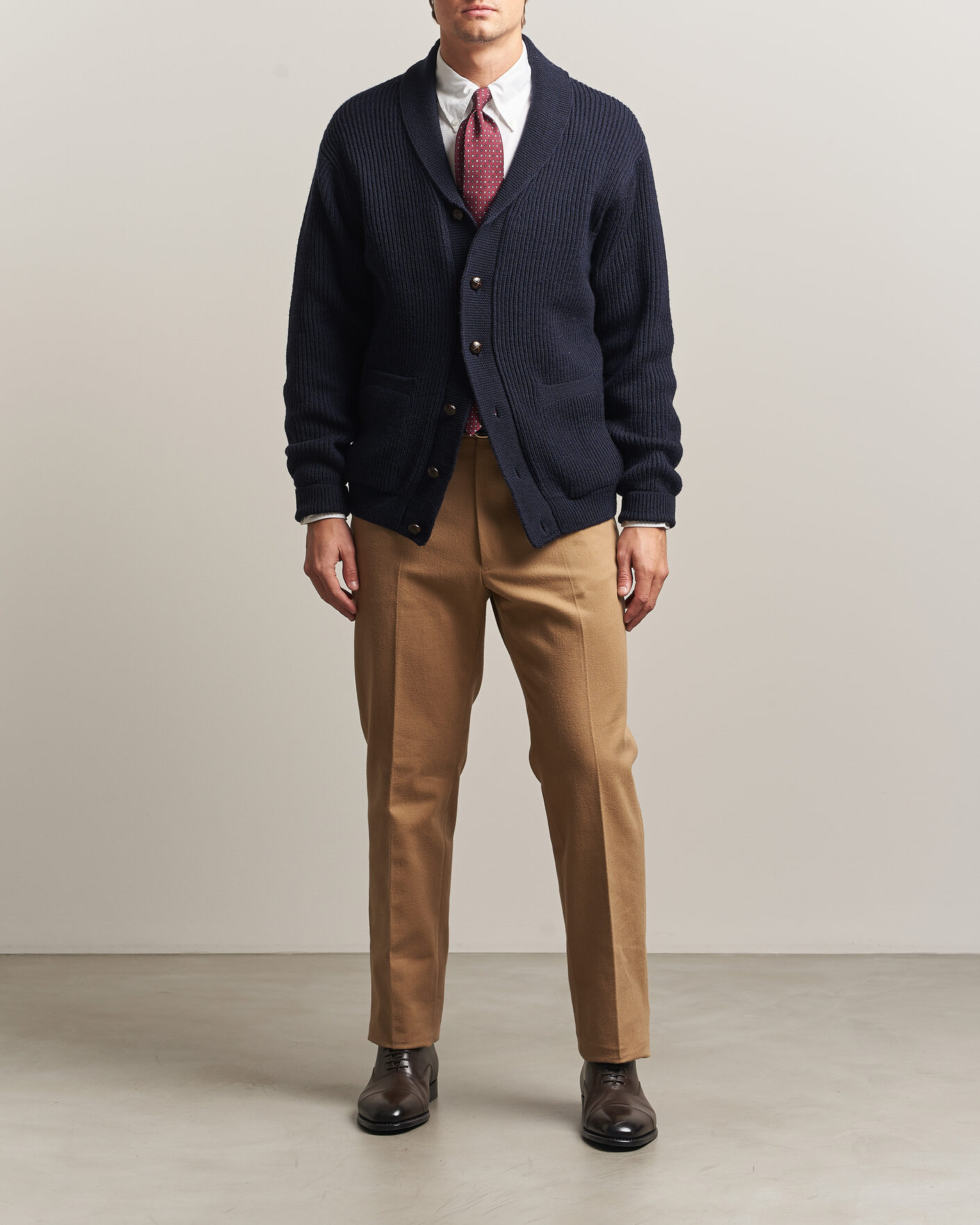 Mies | Housut | Kamakura Shirts | Brushed Cotton Twill Ivy Trousers Beige