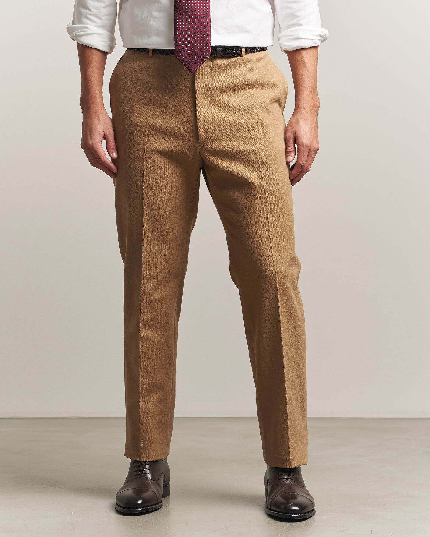 Mies | Housut | Kamakura Shirts | Brushed Cotton Twill Ivy Trousers Beige