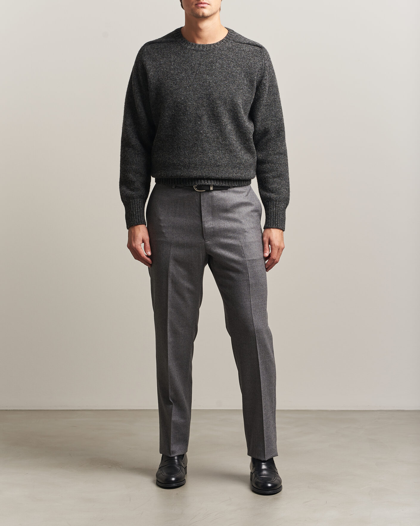 Mies | Puserot | Kamakura Shirts | 5 Gauge Shetland Sweater Gray