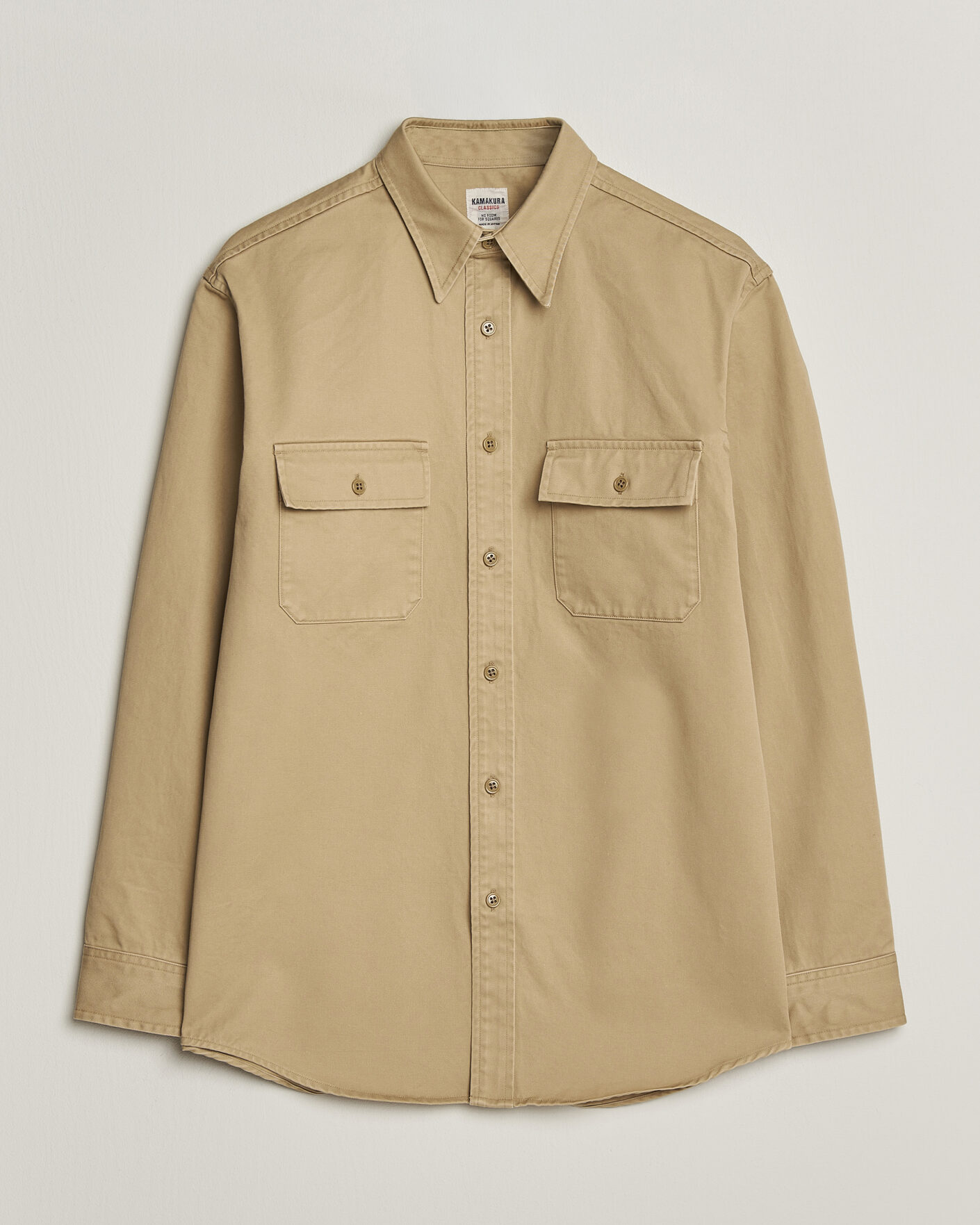 Mies | Kauluspaidat | Kamakura Shirts | Cotton Twill CPO Overshirt Beige