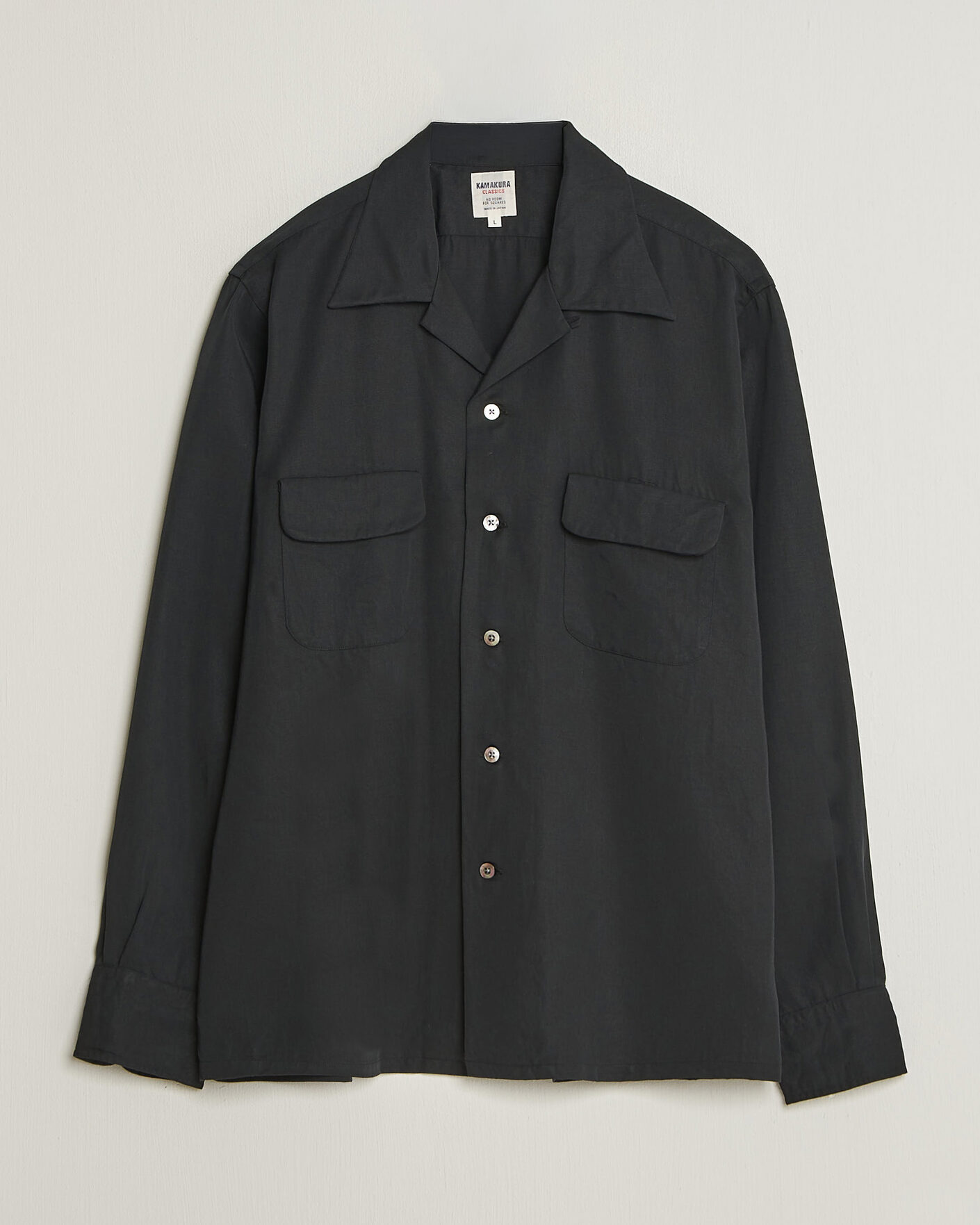 Mies | Kauluspaidat | Kamakura Shirts | Vintage Open Collar Shirt Black