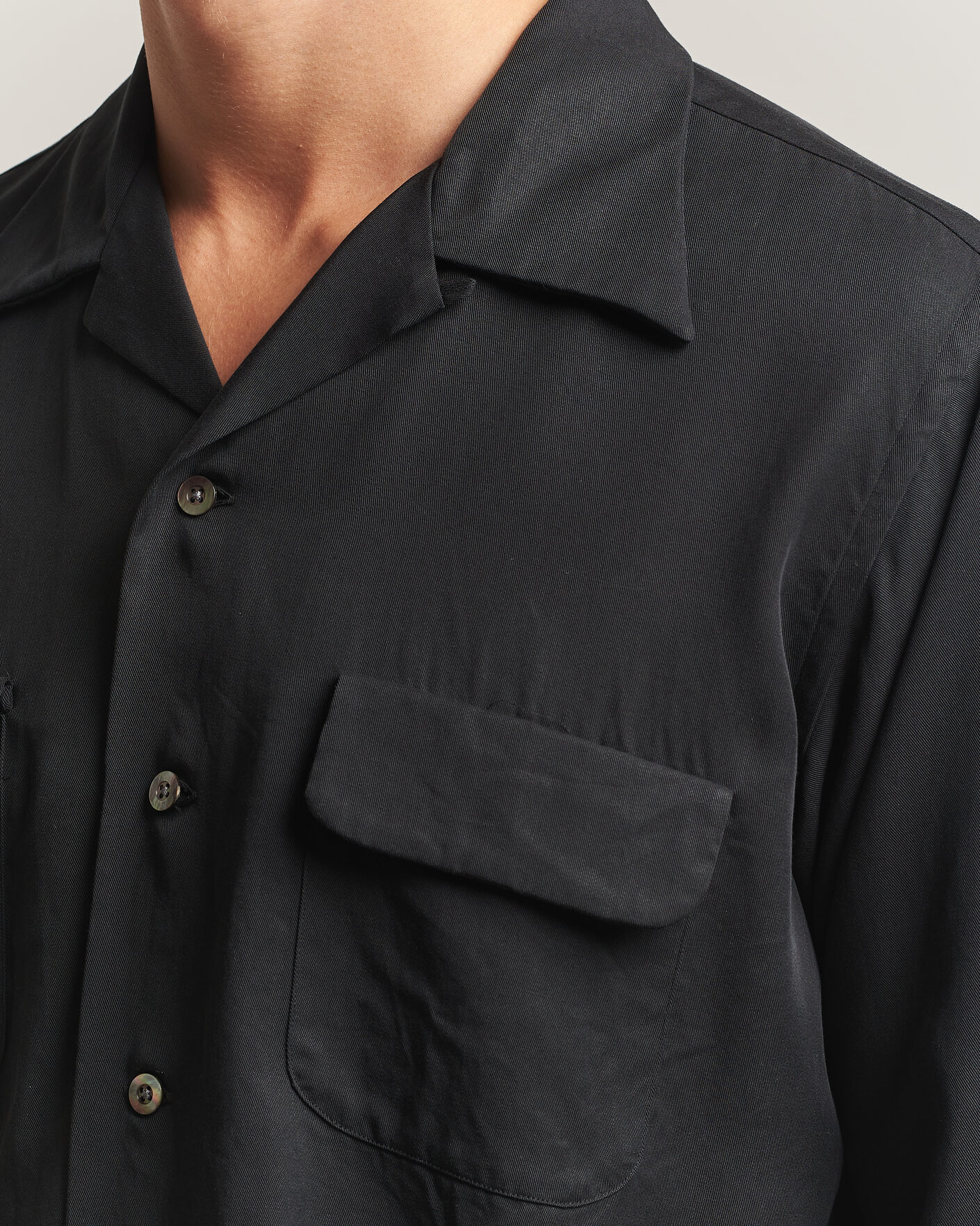 Mies | Kauluspaidat | Kamakura Shirts | Vintage Open Collar Shirt Black
