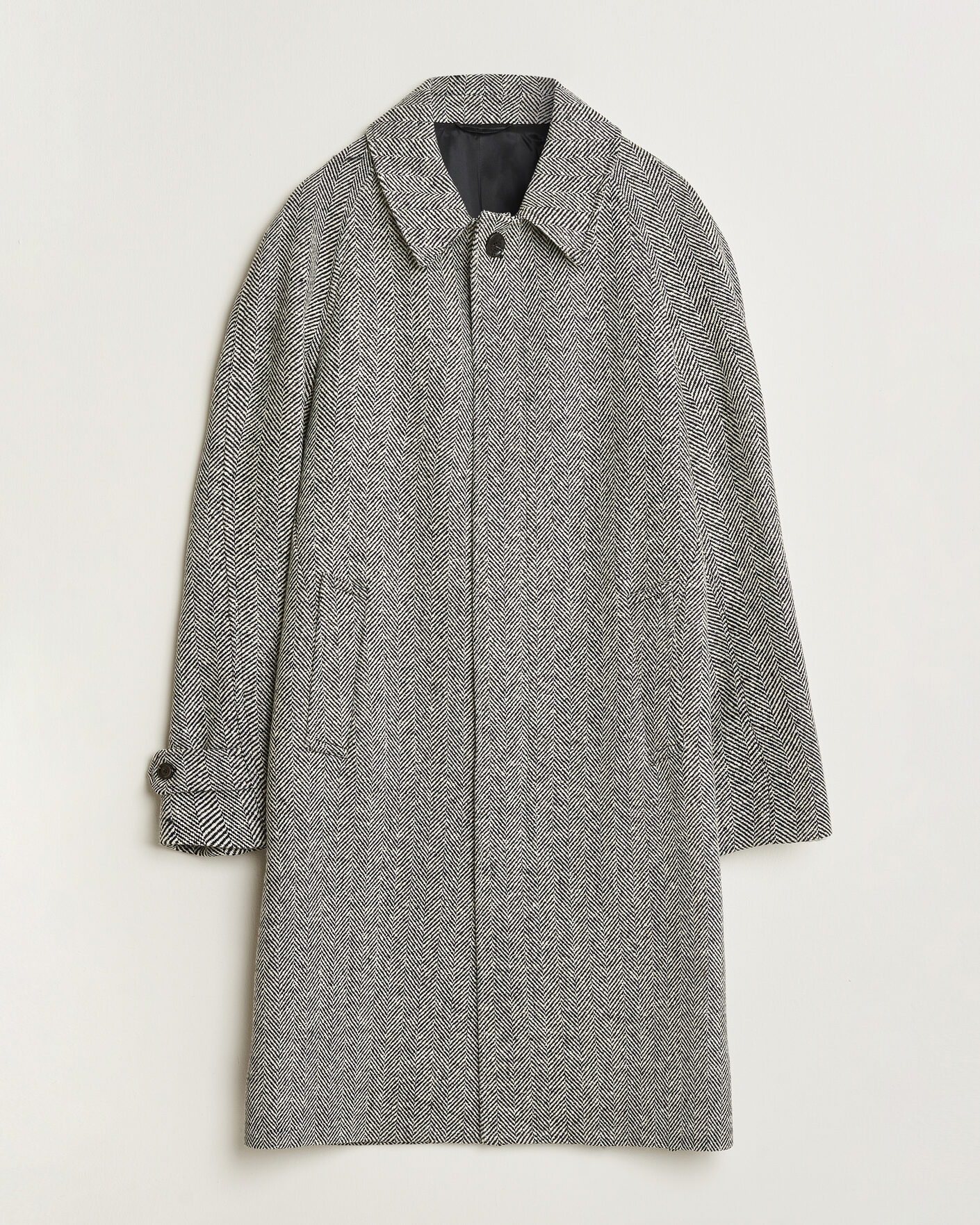 Mies | Takit | Lardini | Wool Herringbone Raglan Coat Dark Grey
