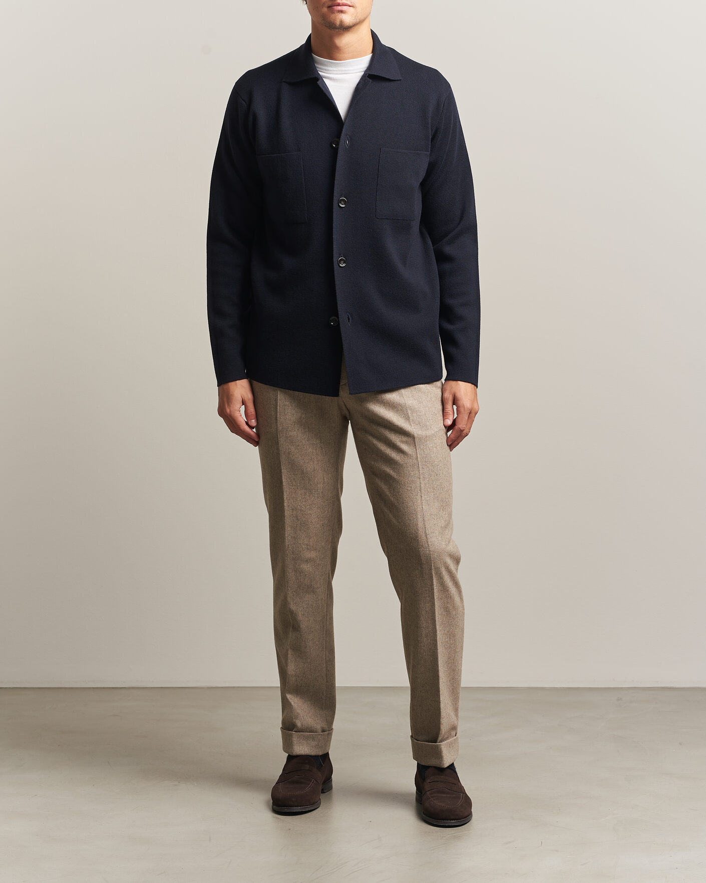 Mies | Kauluspaidat | Lardini | Knitted Pocket Overshirt Navy