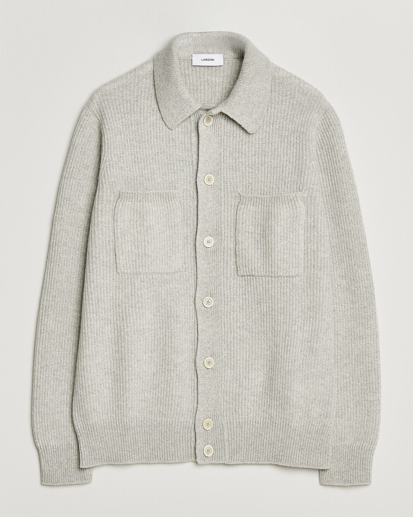 Mies | Puserot | Lardini | Heavy Knitted Cardigan Light Grey