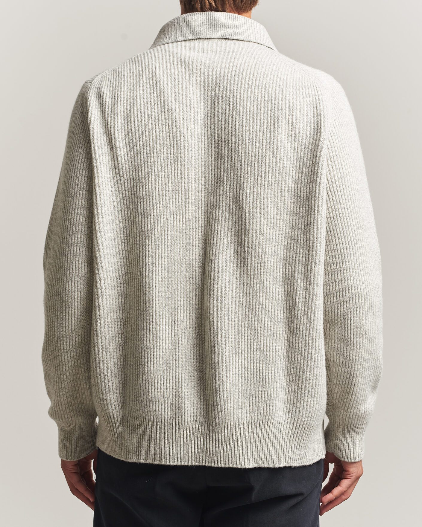 Mies | Puserot | Lardini | Heavy Knitted Cardigan Light Grey